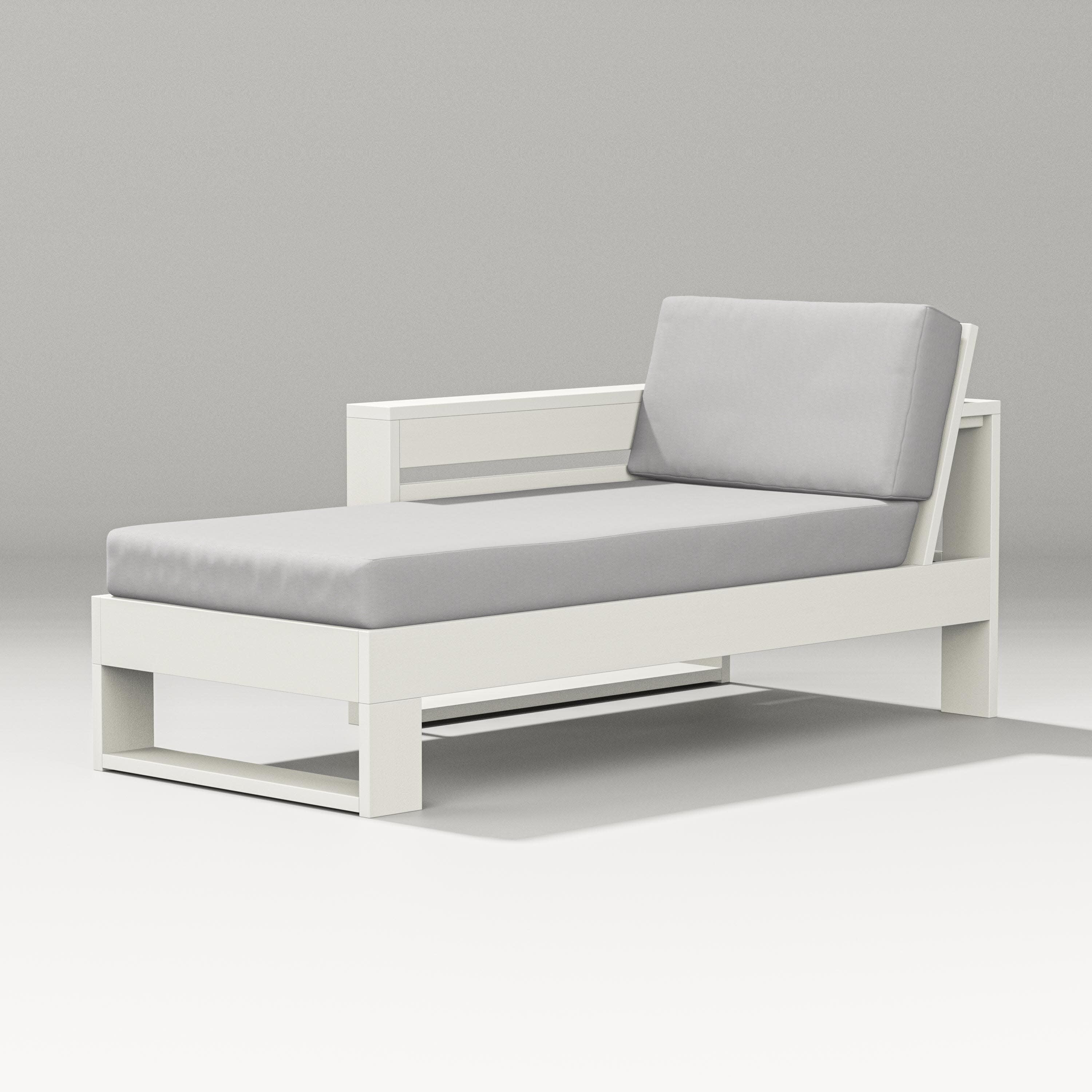 Latitude Modular Left Arm Chaise in Vintage White / Diamond in the Rough