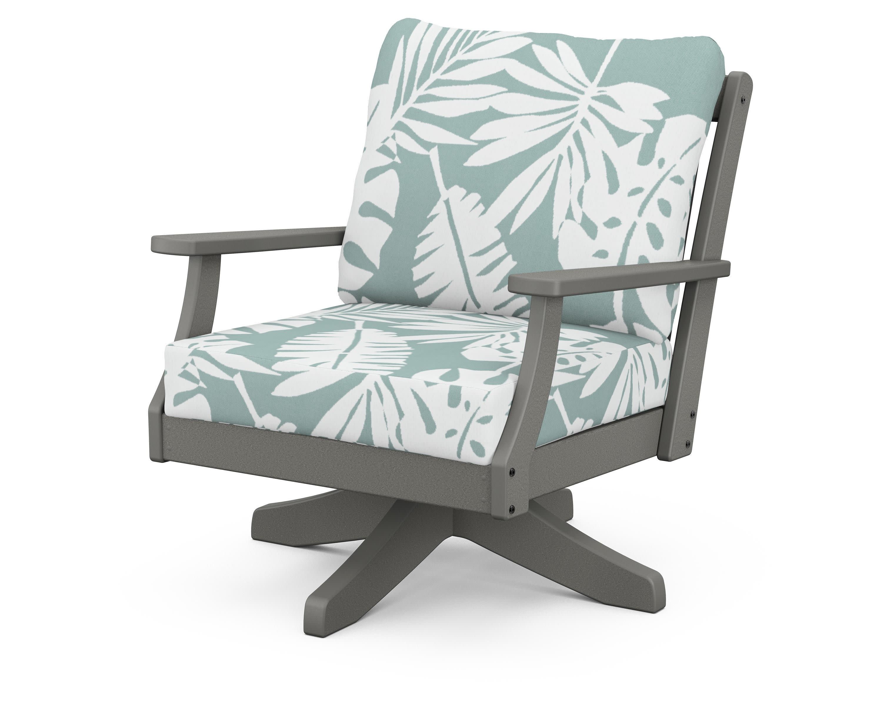 Braxton Deep Seating Swivel Chair in Slate Grey / Leaf Glacier Spa