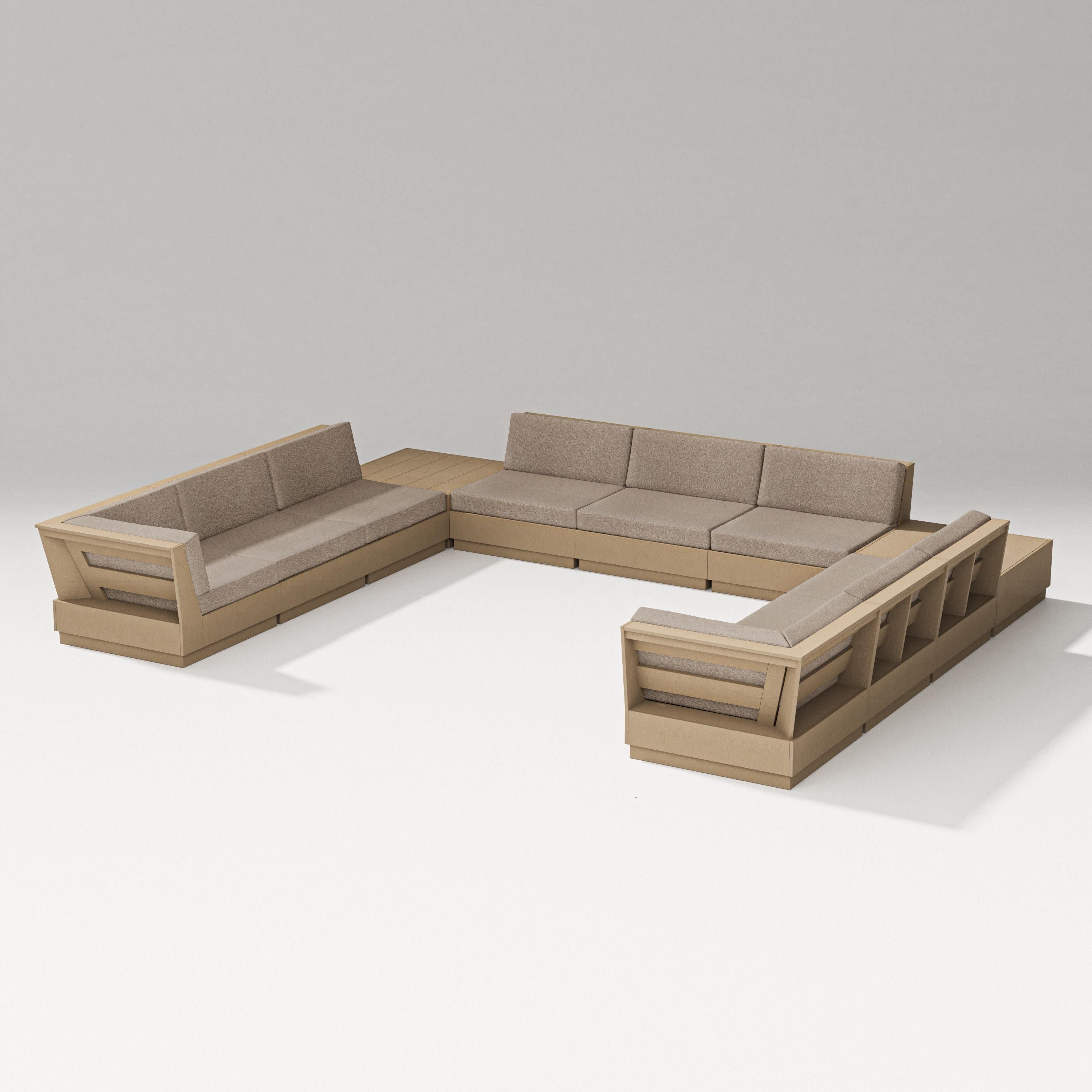 Elevate 11-Piece U-Shaped Sofa Sectional in Vintage Sahara / Spiced Burlap