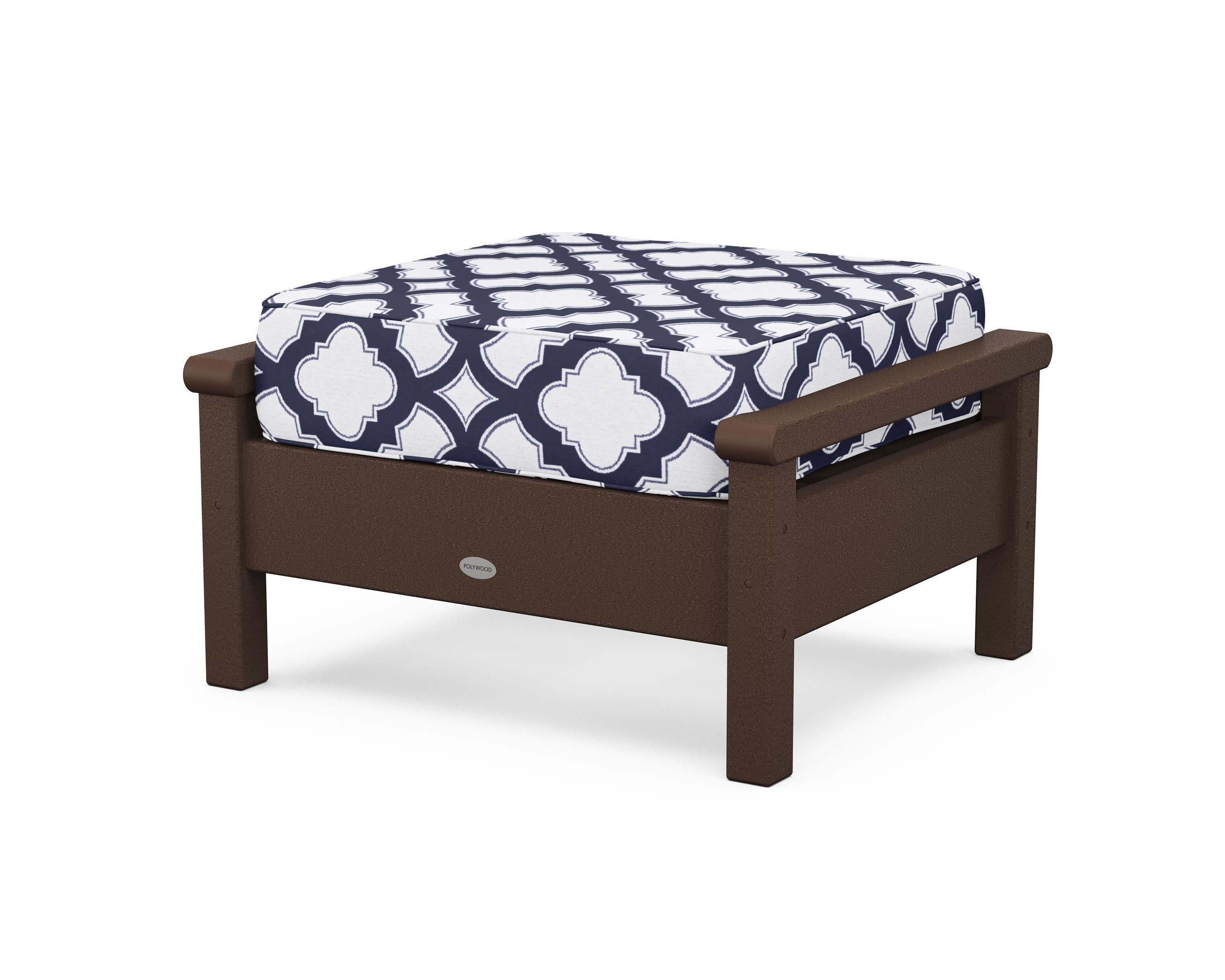 Harbour Deep Seating Ottoman in Mahogany / Trellis Navy