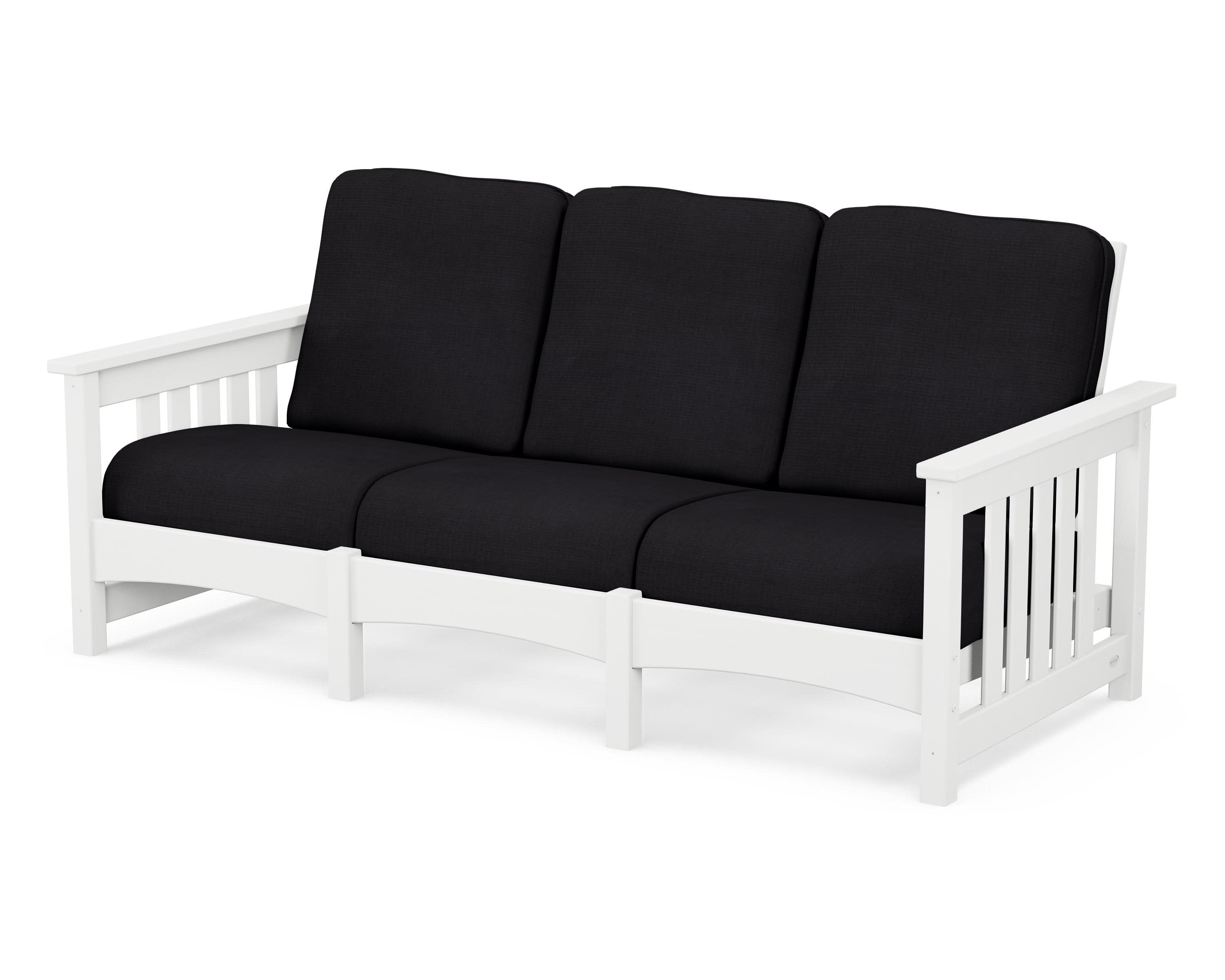 Club Mission Sofa in White / Midnight Linen