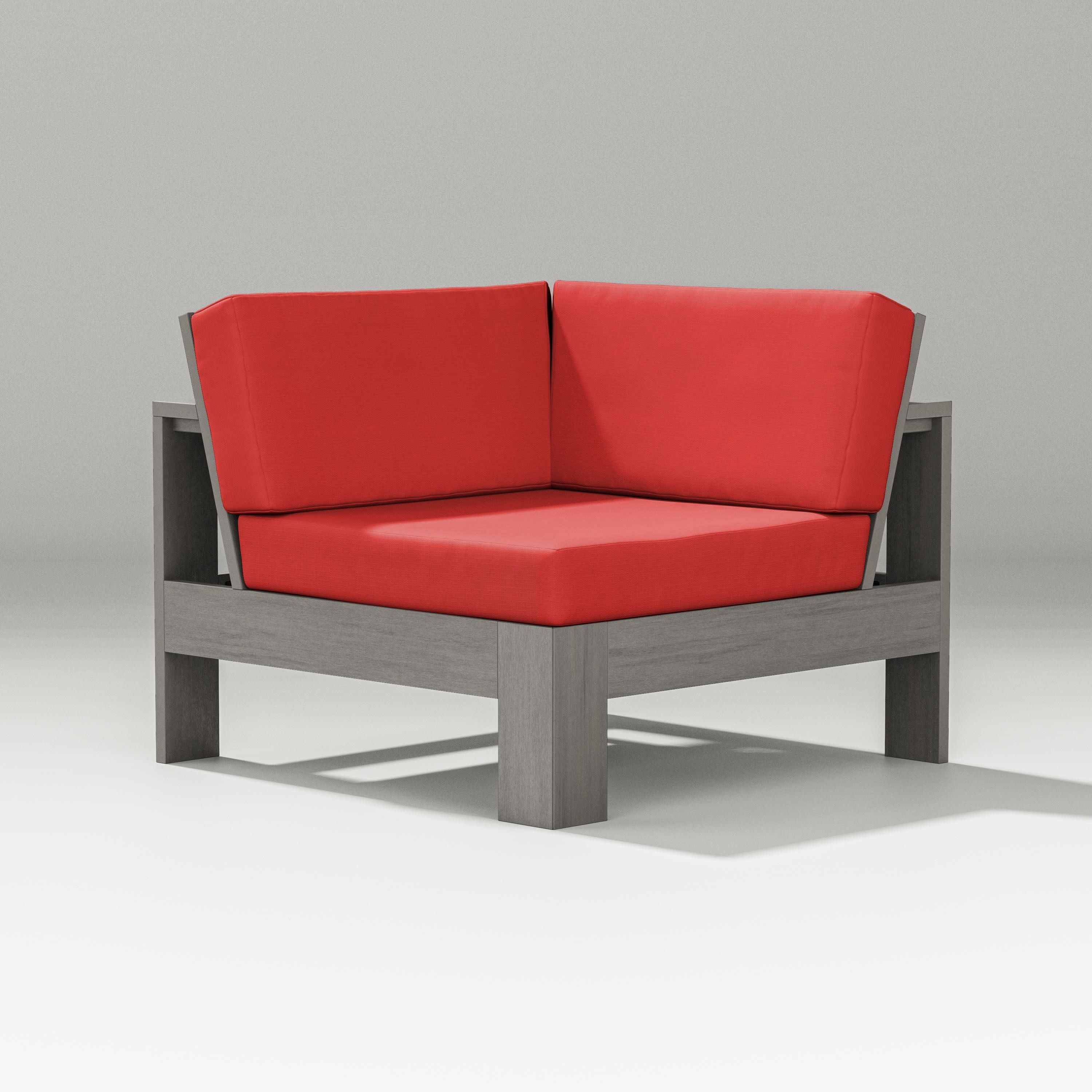 Latitude Modular Corner Chair in Driftwood / Crimson Linen