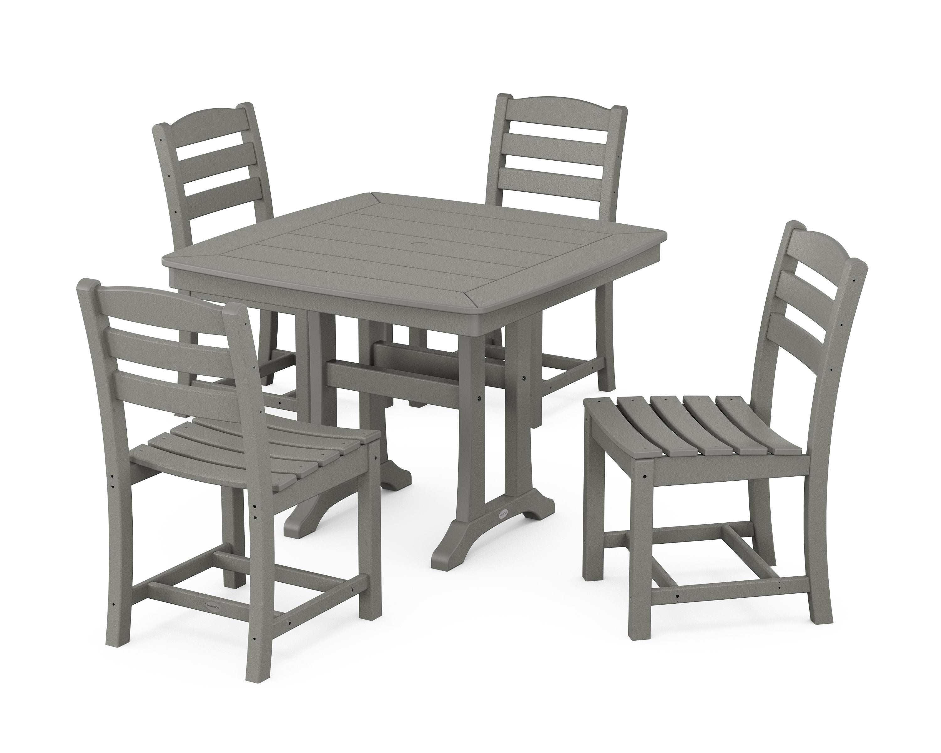 La Casa Caf Side Chair 5-Piece Dining Set with Trestle Legs in Slate Grey