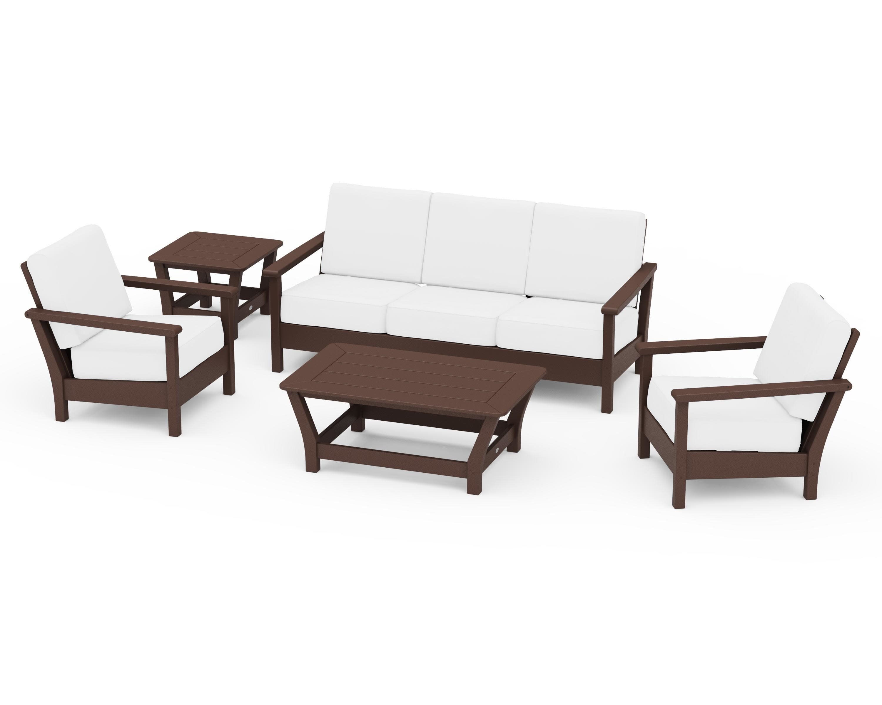Harbour 5-Piece Deep Seating Set in Mahogany / Natural