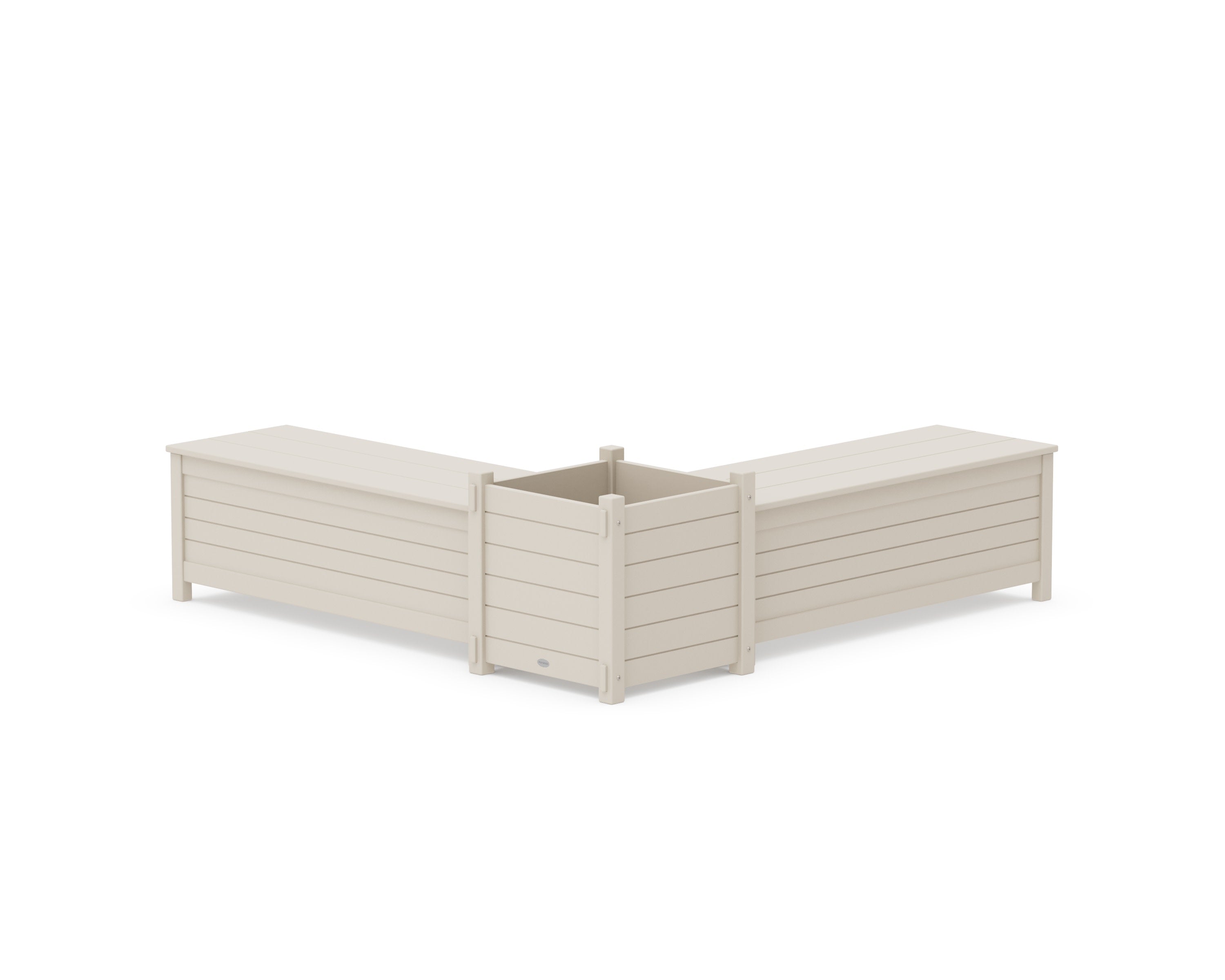 48" Nautical L- Shaped Planter Storage Bench Set- Large in Sand