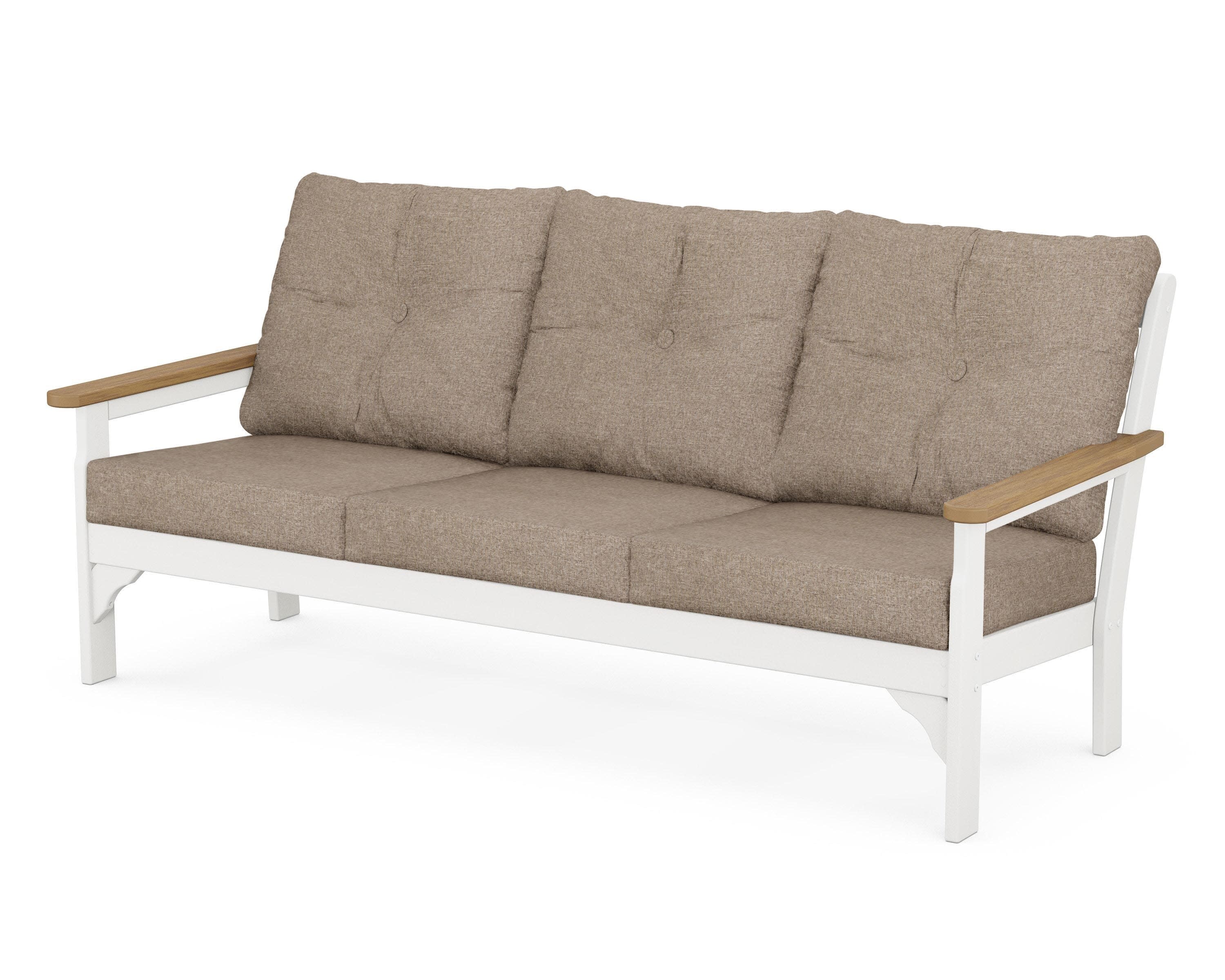 Vineyard Deep Seating Sofa in White / Natural / Spiced Burlap