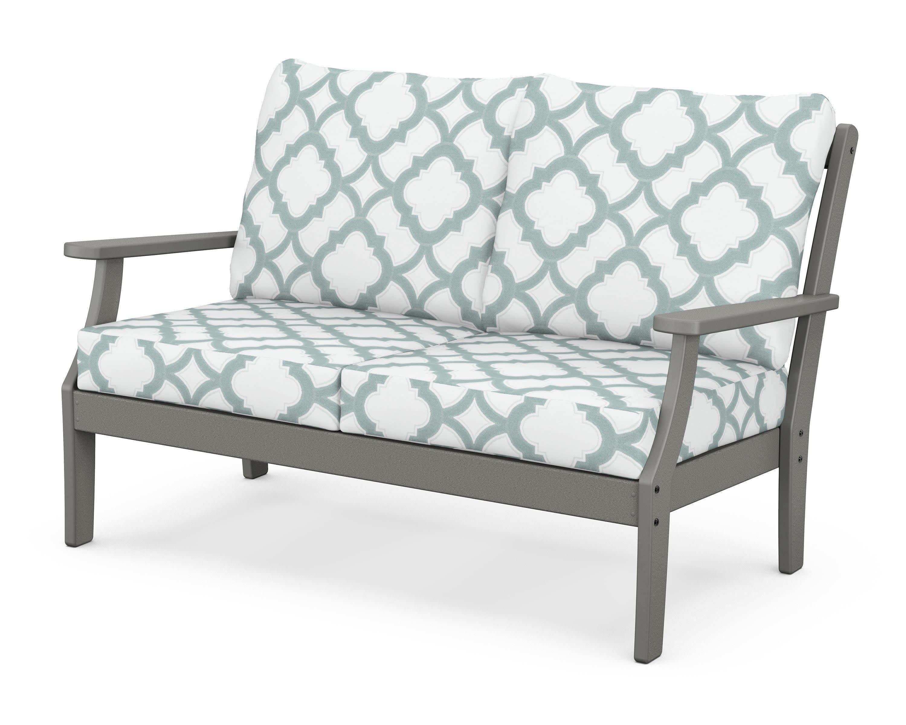 Braxton Deep Seating Loveseat in Slate Grey / Trellis Glacier Spa