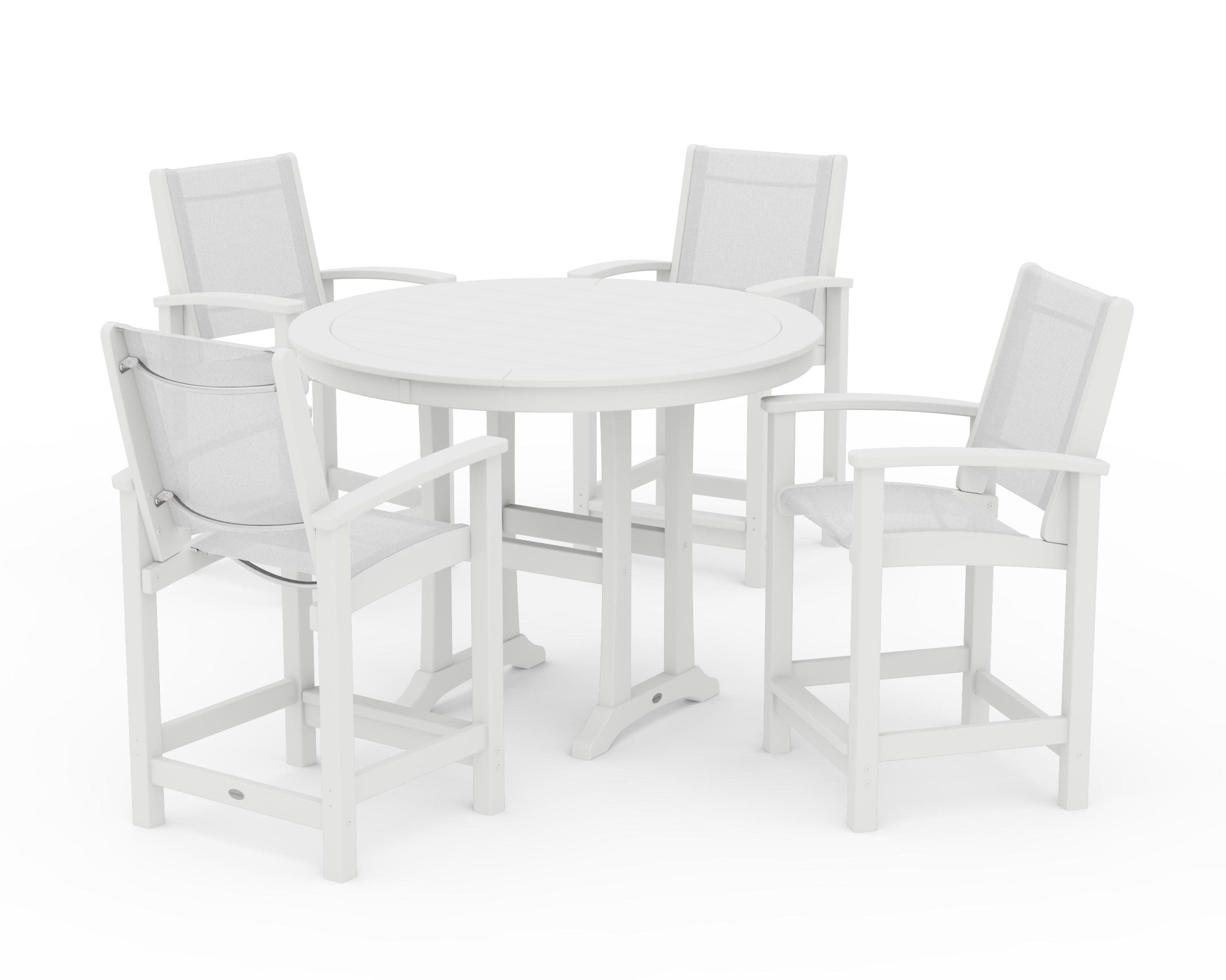 Coastal 5-Piece Counter Set in White / White Sling