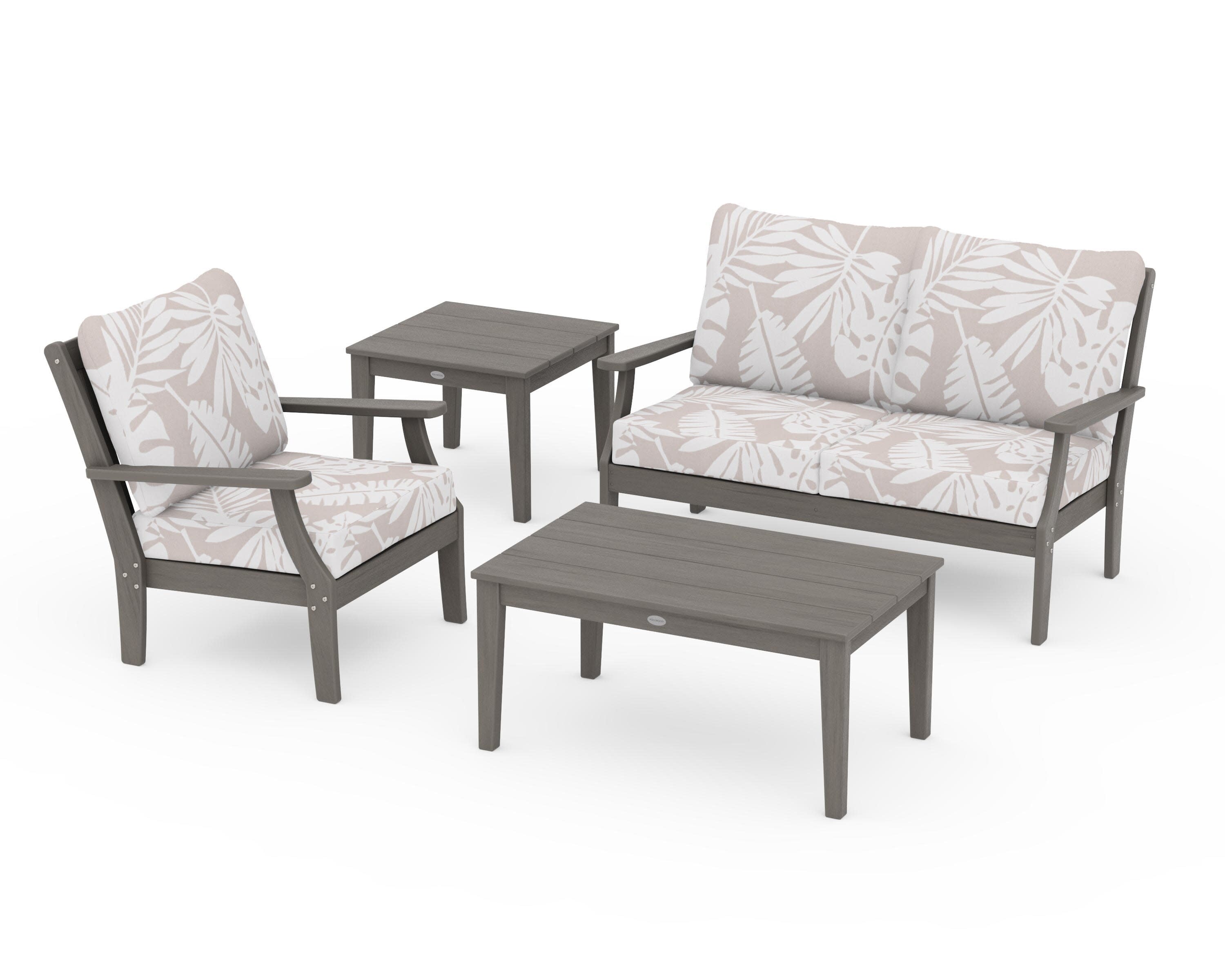 Braxton 4-Piece Deep Seating Set in Driftwood / Leaf Dune Burlap
