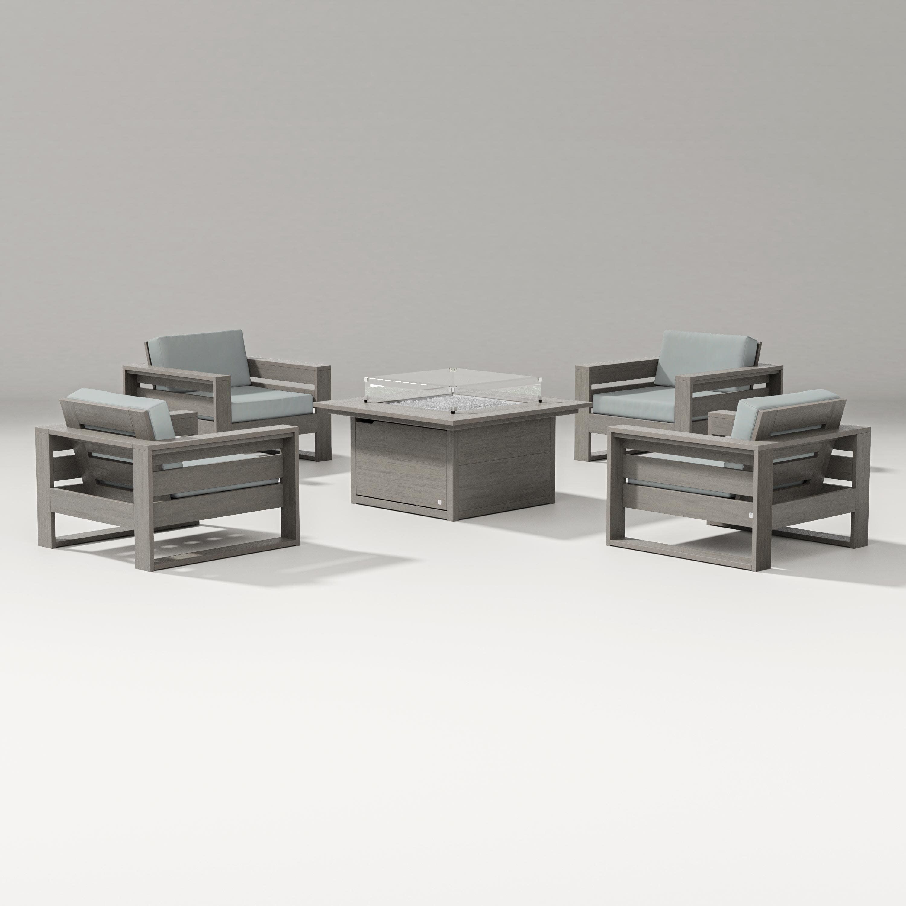 Latitude 5-Piece Lounge Fire Table Set in Driftwood / Spa