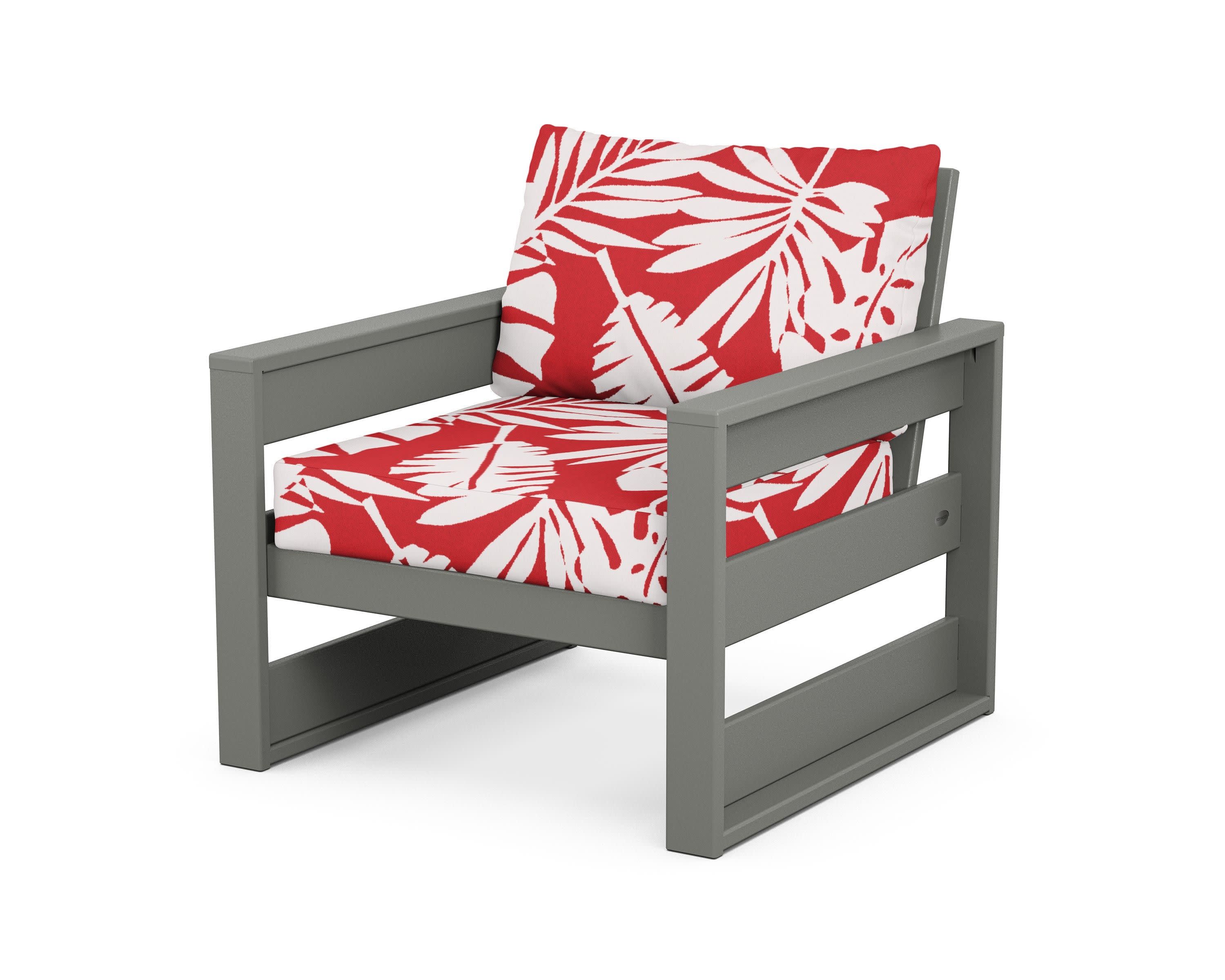 Westport Club Chair in Slate Grey / Leaf Crimson