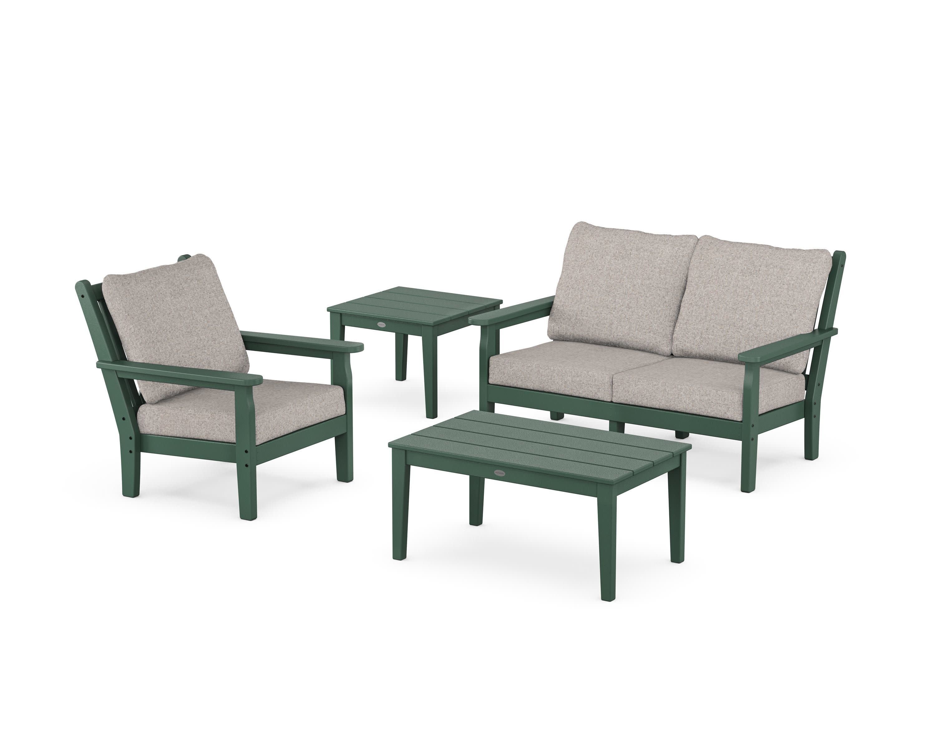 Chippendale 4-Piece Deep Seating Set in Green / Weathered Tweed