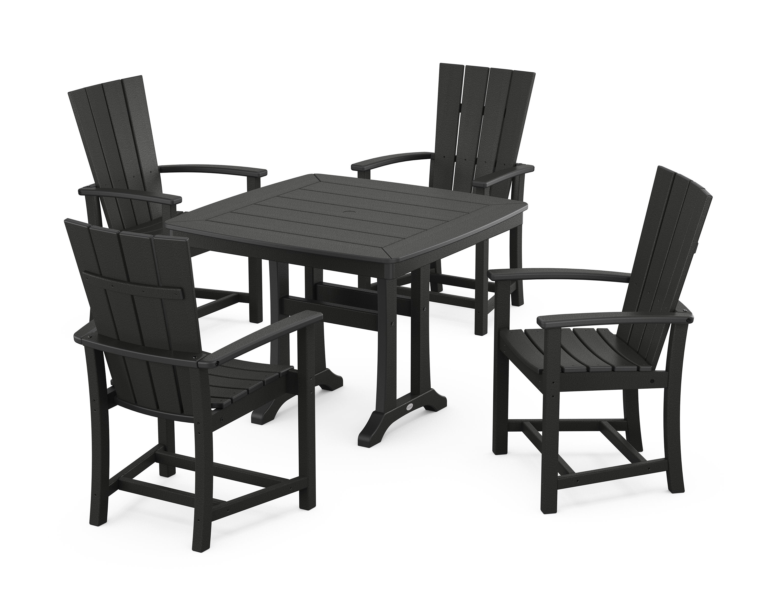 Quattro 5-Piece Dining Set with Trestle Legs in Black