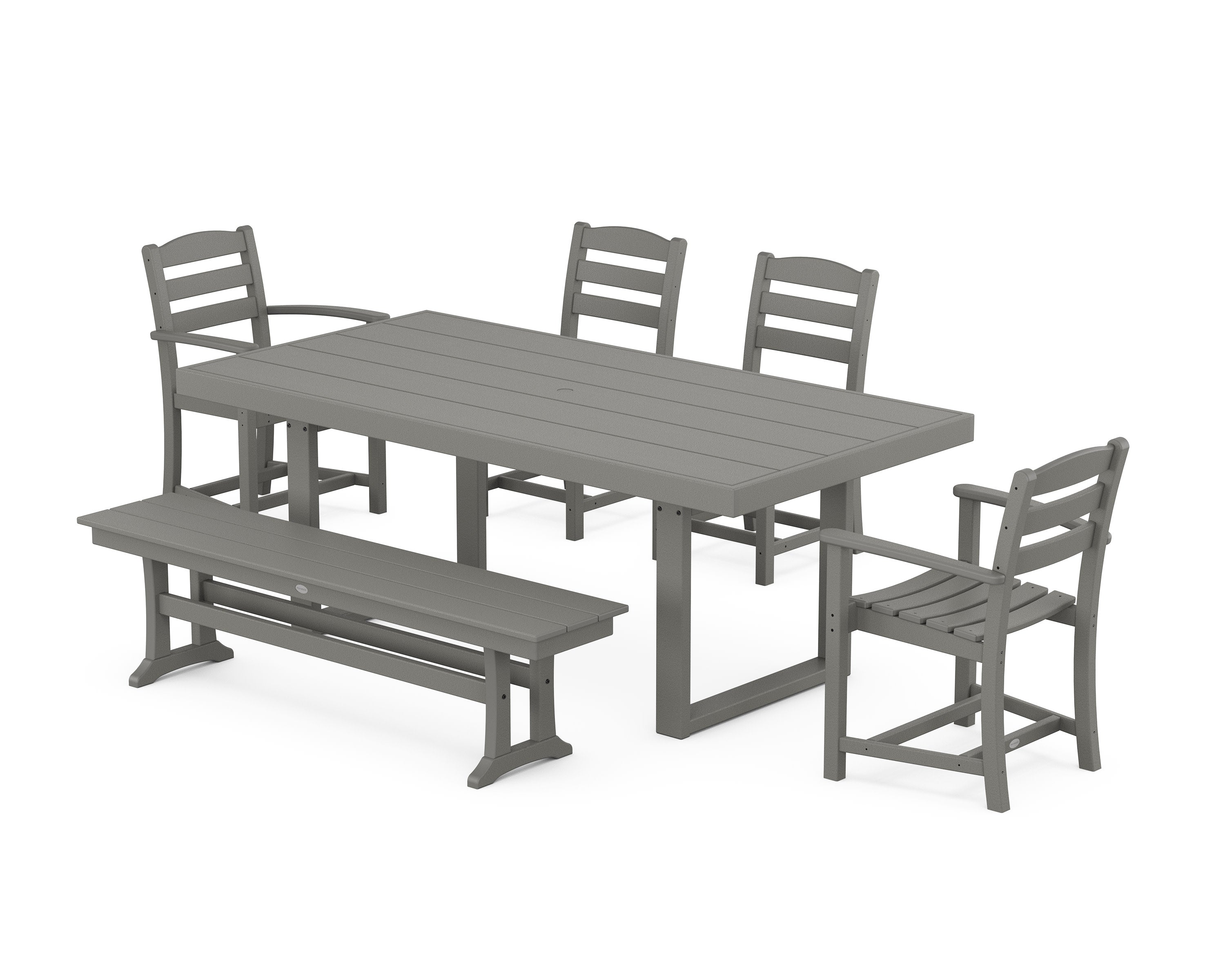 La Casa Caf 6-Piece Dining Set with Bench in Slate Grey