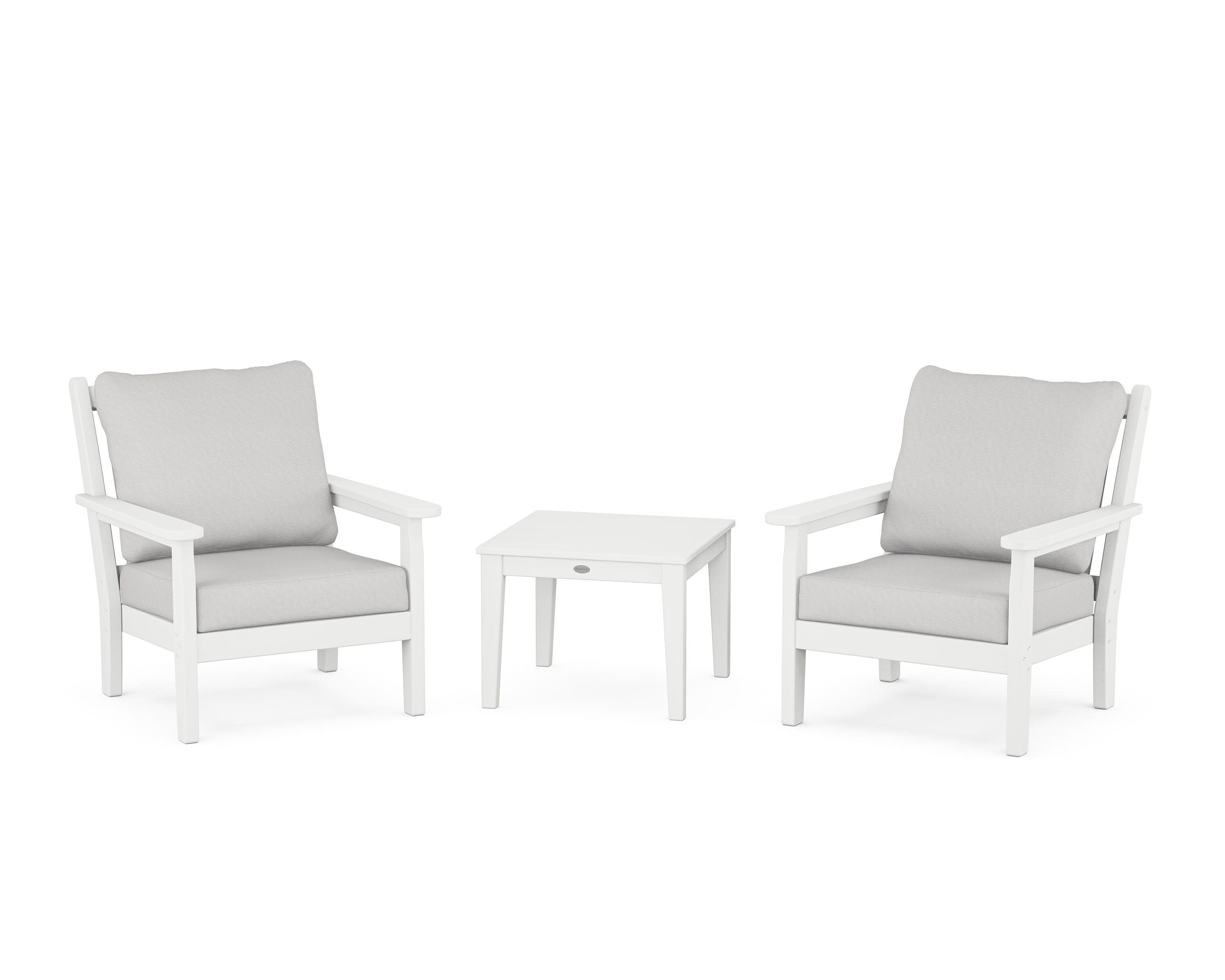 Chippendale 3-Piece Deep Seating Set in White / Diamond in the Rough