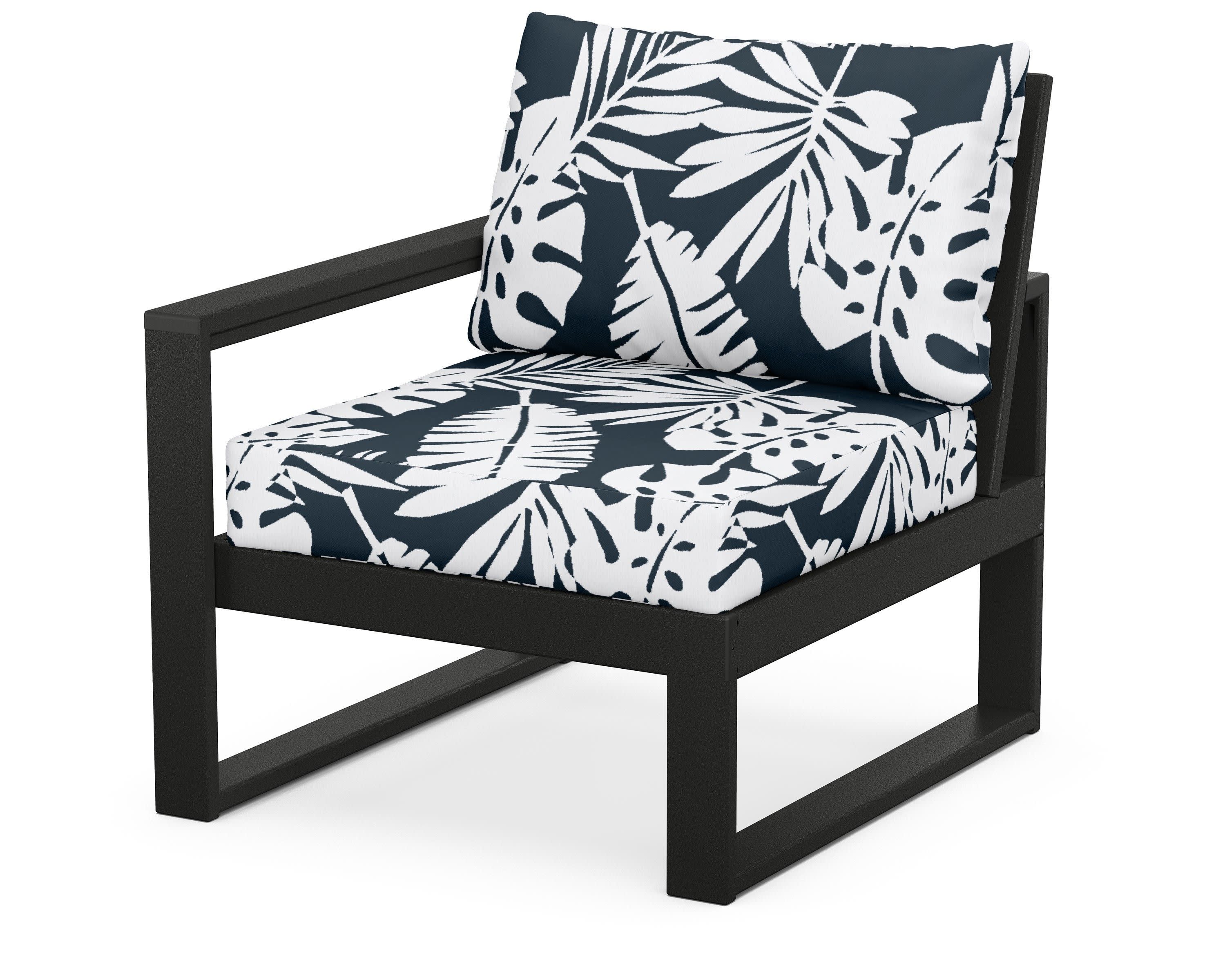 EDGE Modular Left Arm Chair in Black / Leaf Marine Indigo