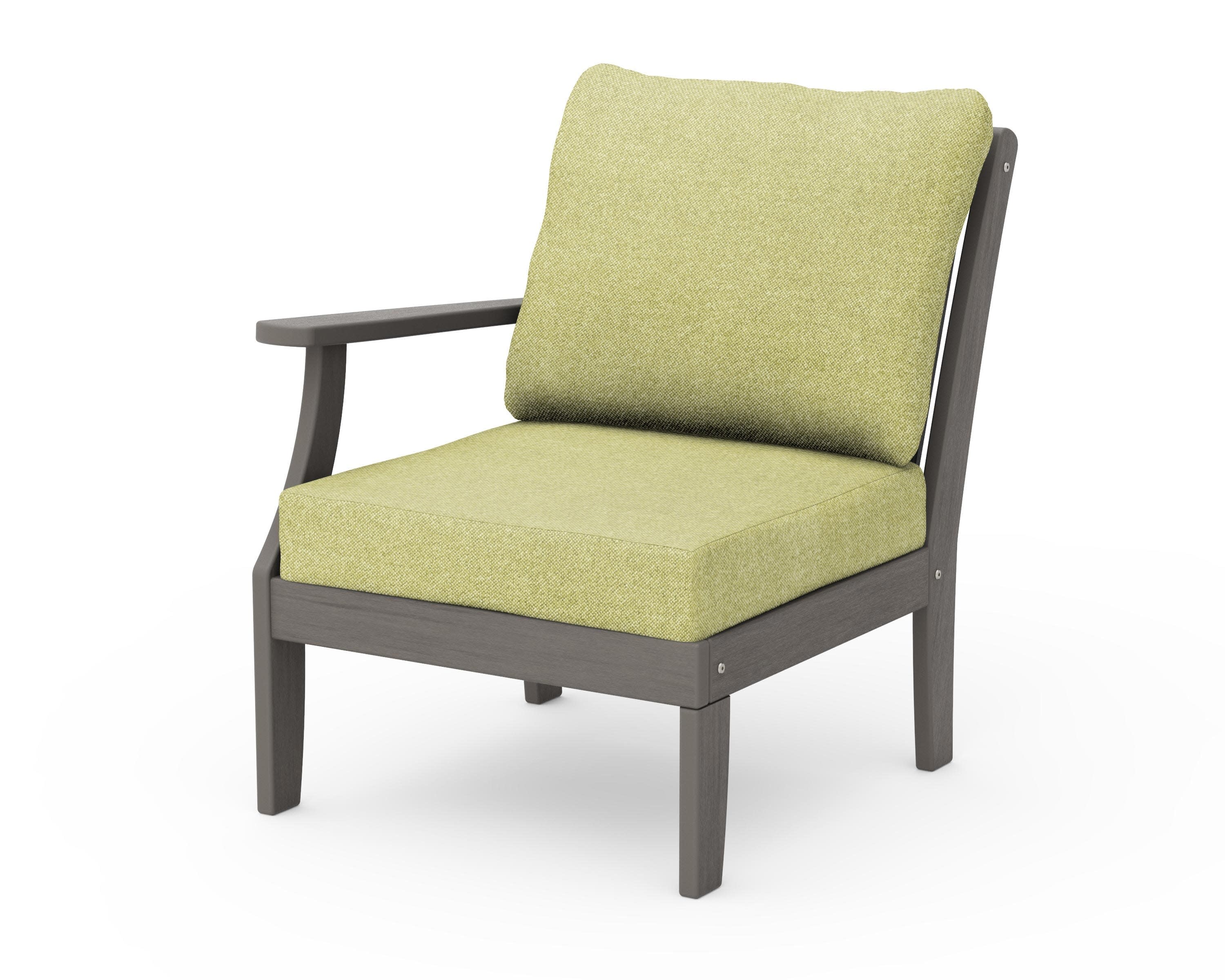 Braxton Modular Left Arm Chair in Driftwood / Chartreuse Boucle