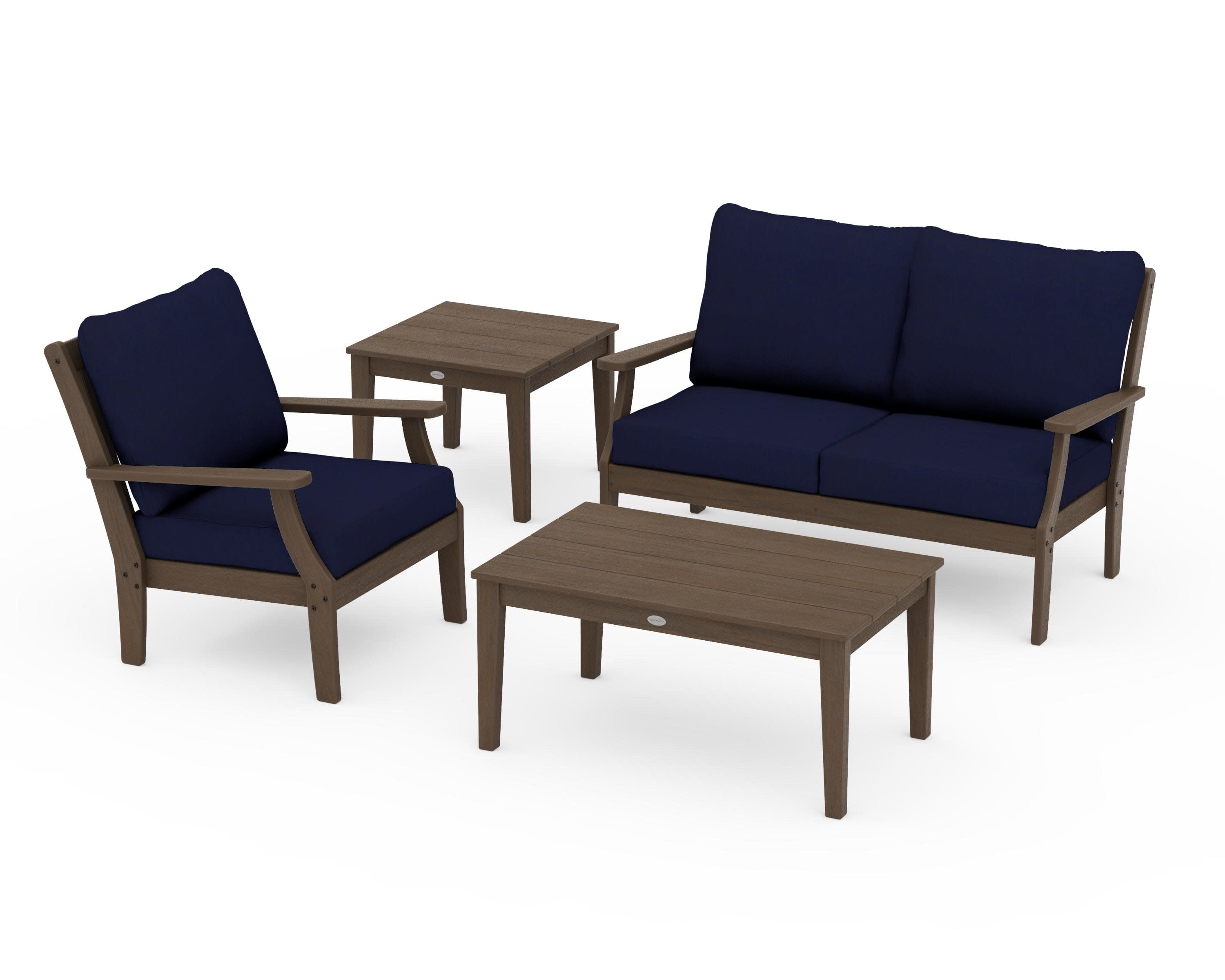 Braxton 4-Piece Deep Seating Set in Kona / Navy
