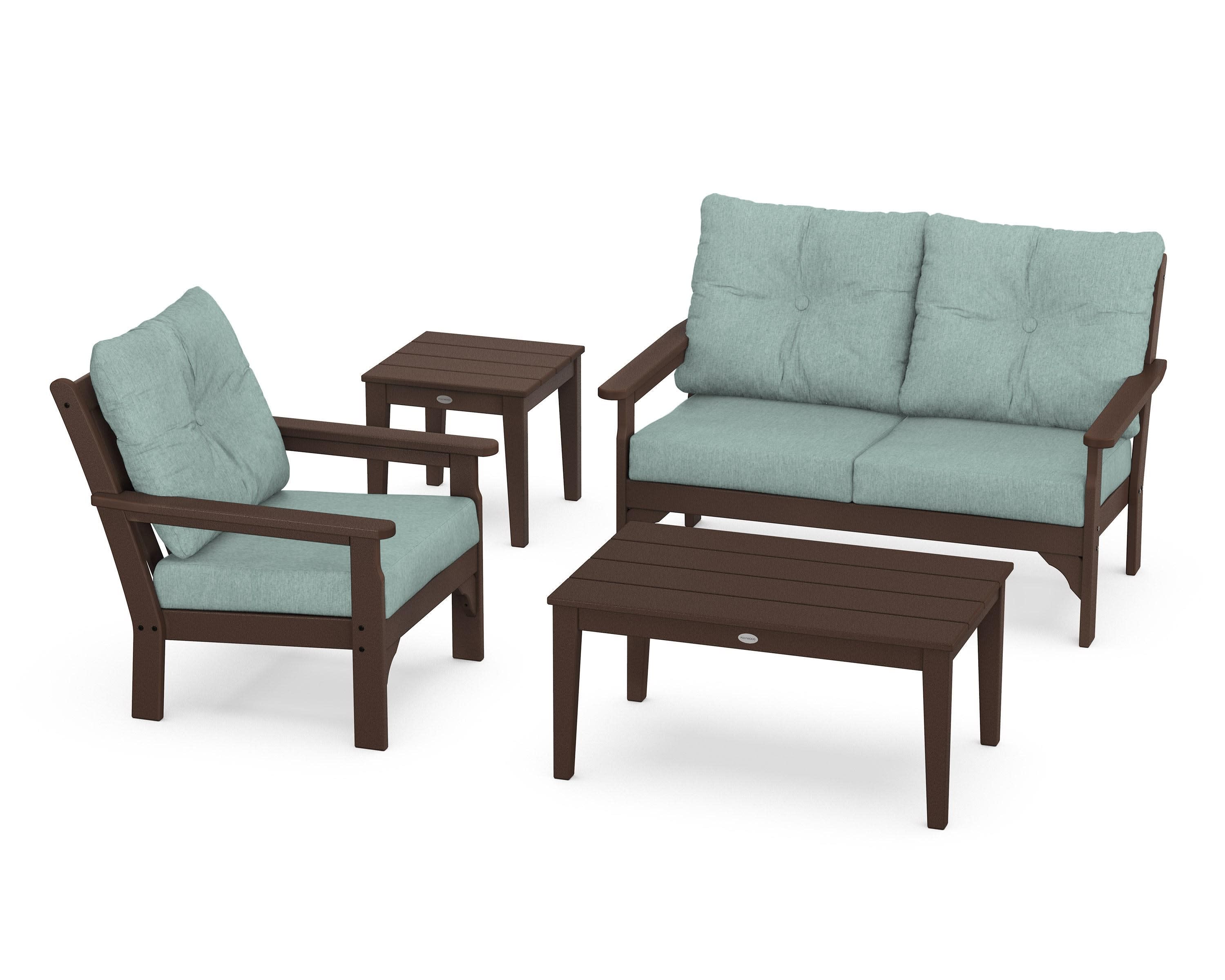 Vineyard 4-Piece Deep Seating Set in Mahogany / Glacier Spa