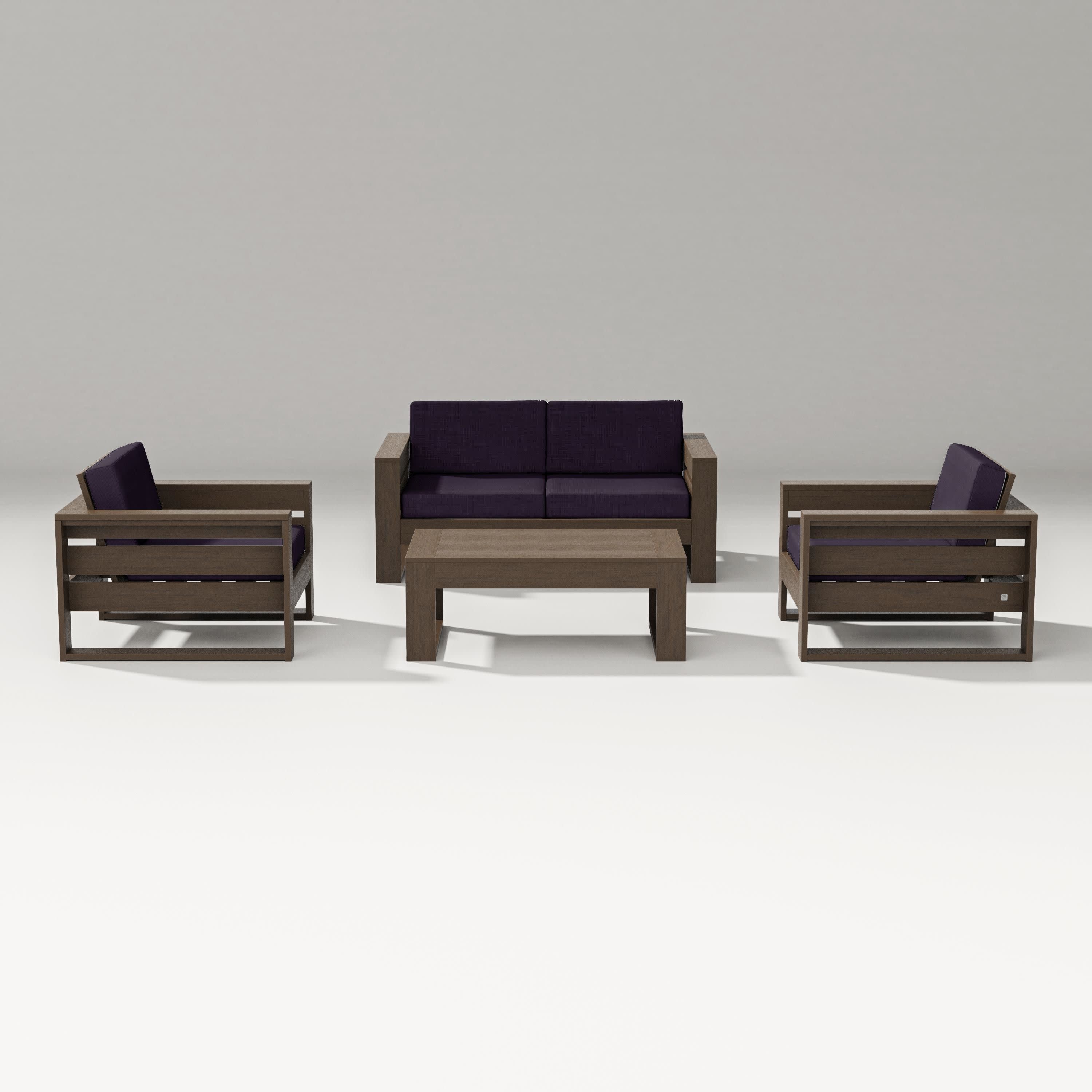 Latitude 4-Piece Lounge Loveseat Set in Kona / Navy Linen