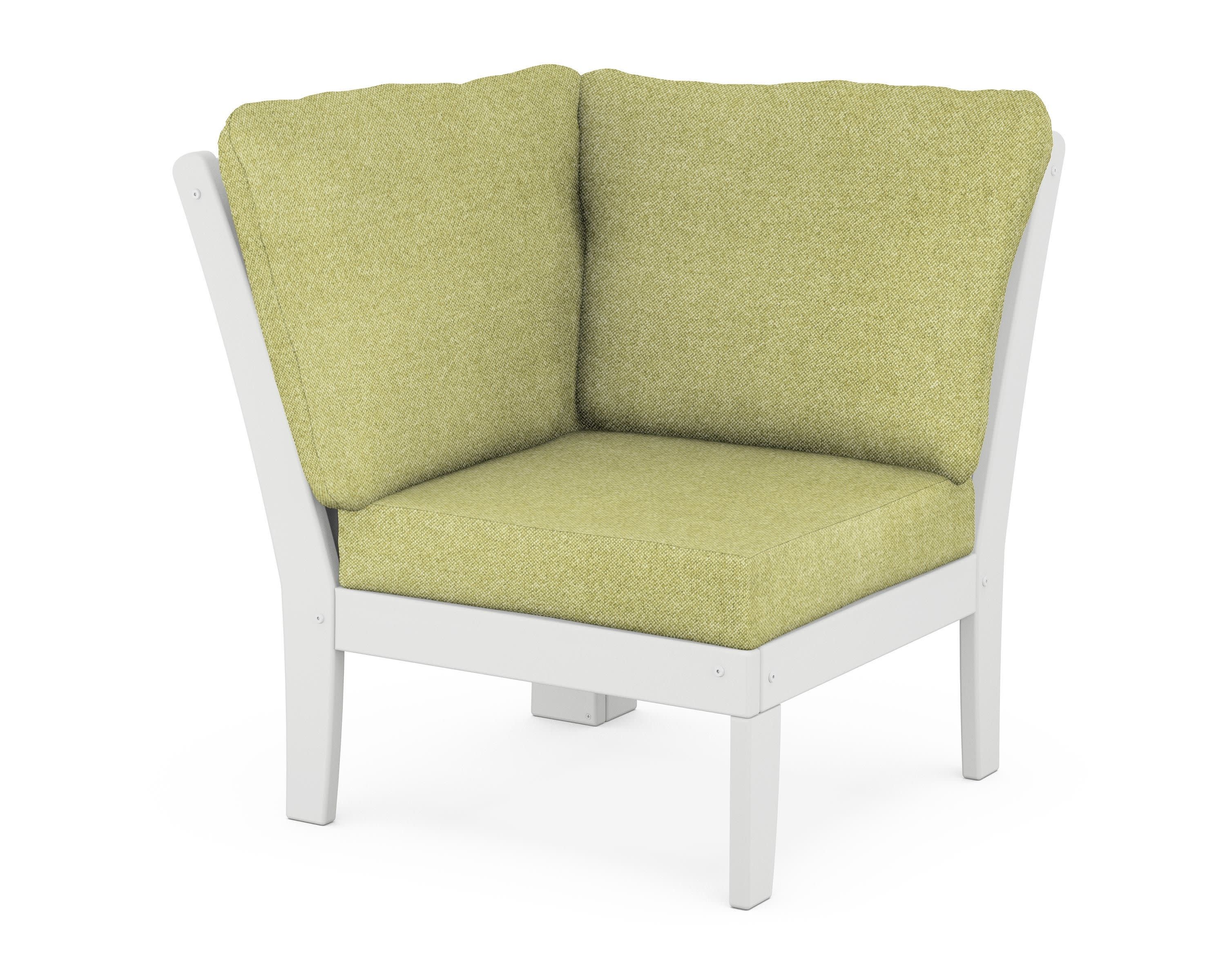 Braxton Modular Corner Chair in White / Chartreuse Boucle