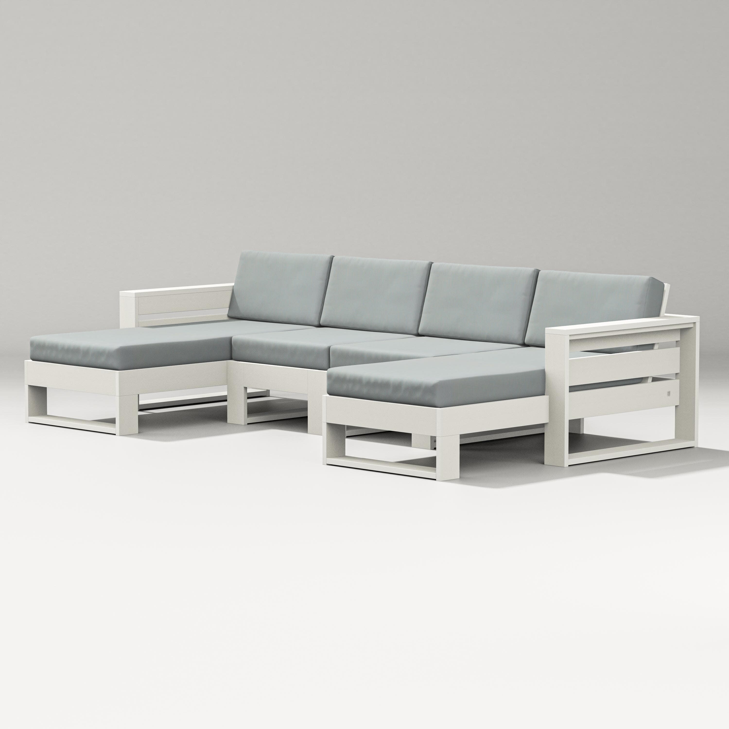 Latitude Double Chaise Sectional in Vintage White / Spa