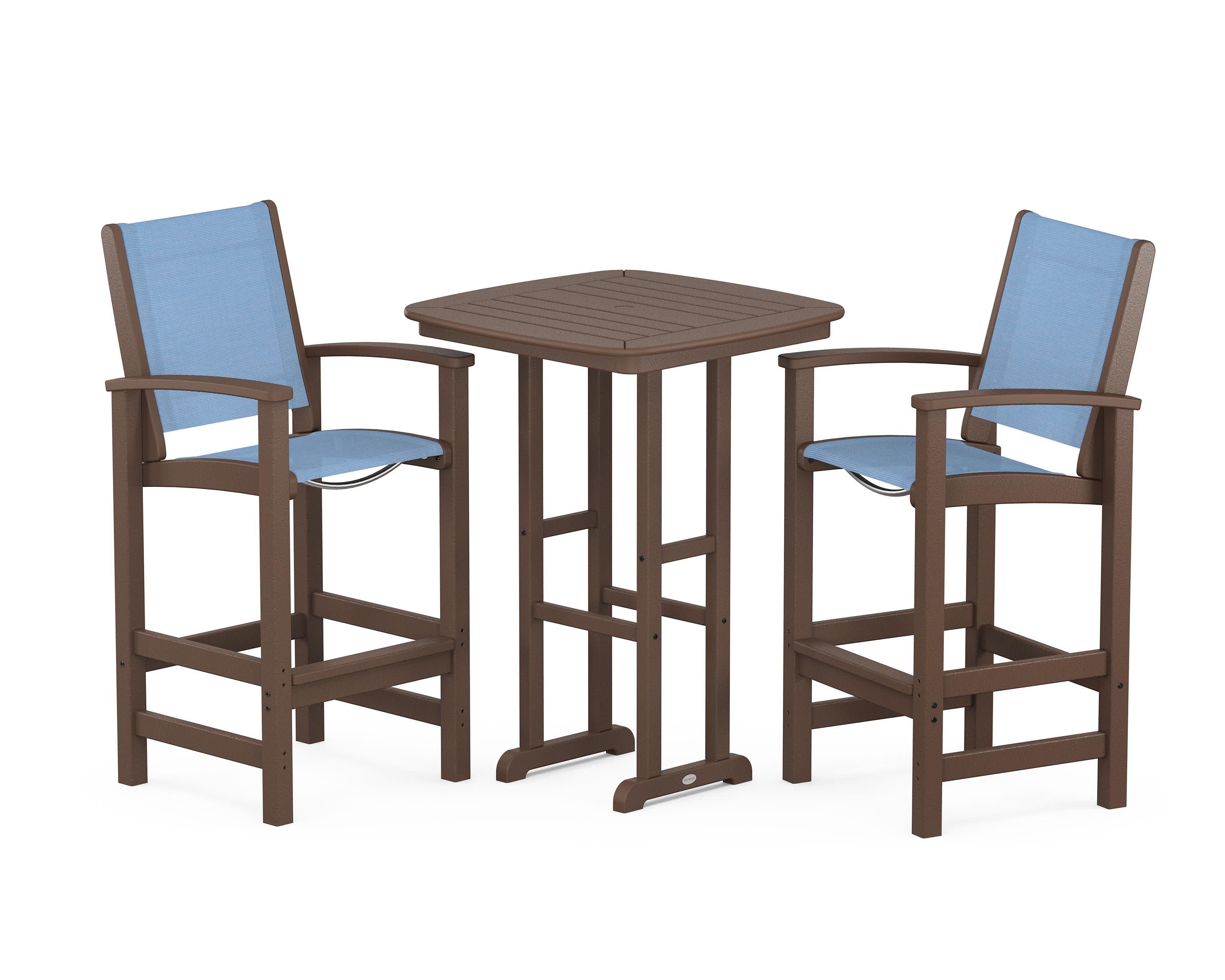 Coastal 3-Piece Bar Set in Mahogany / Poolside Sling