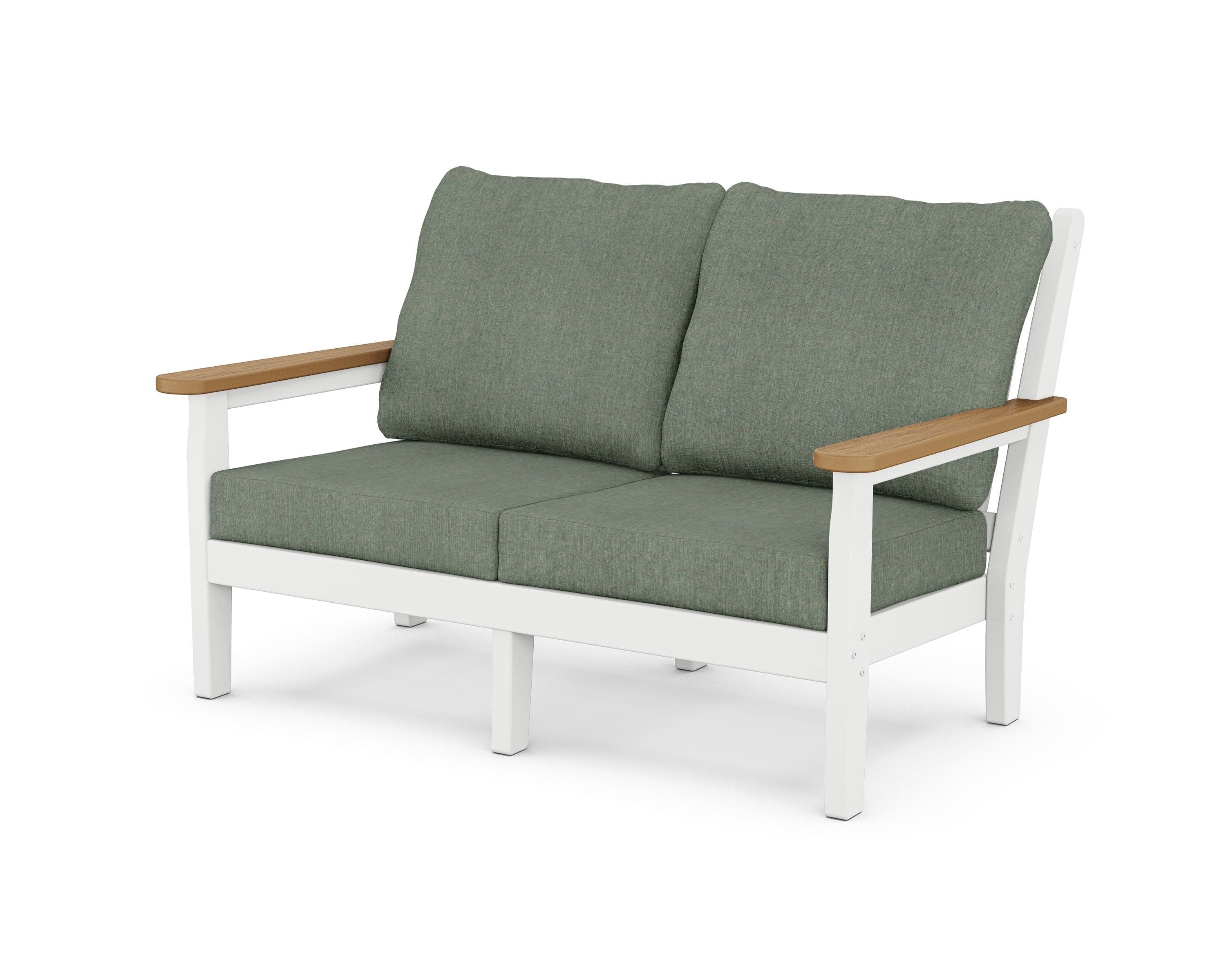 Chippendale Deep Seating Loveseat in White / Natural / Cast Sage
