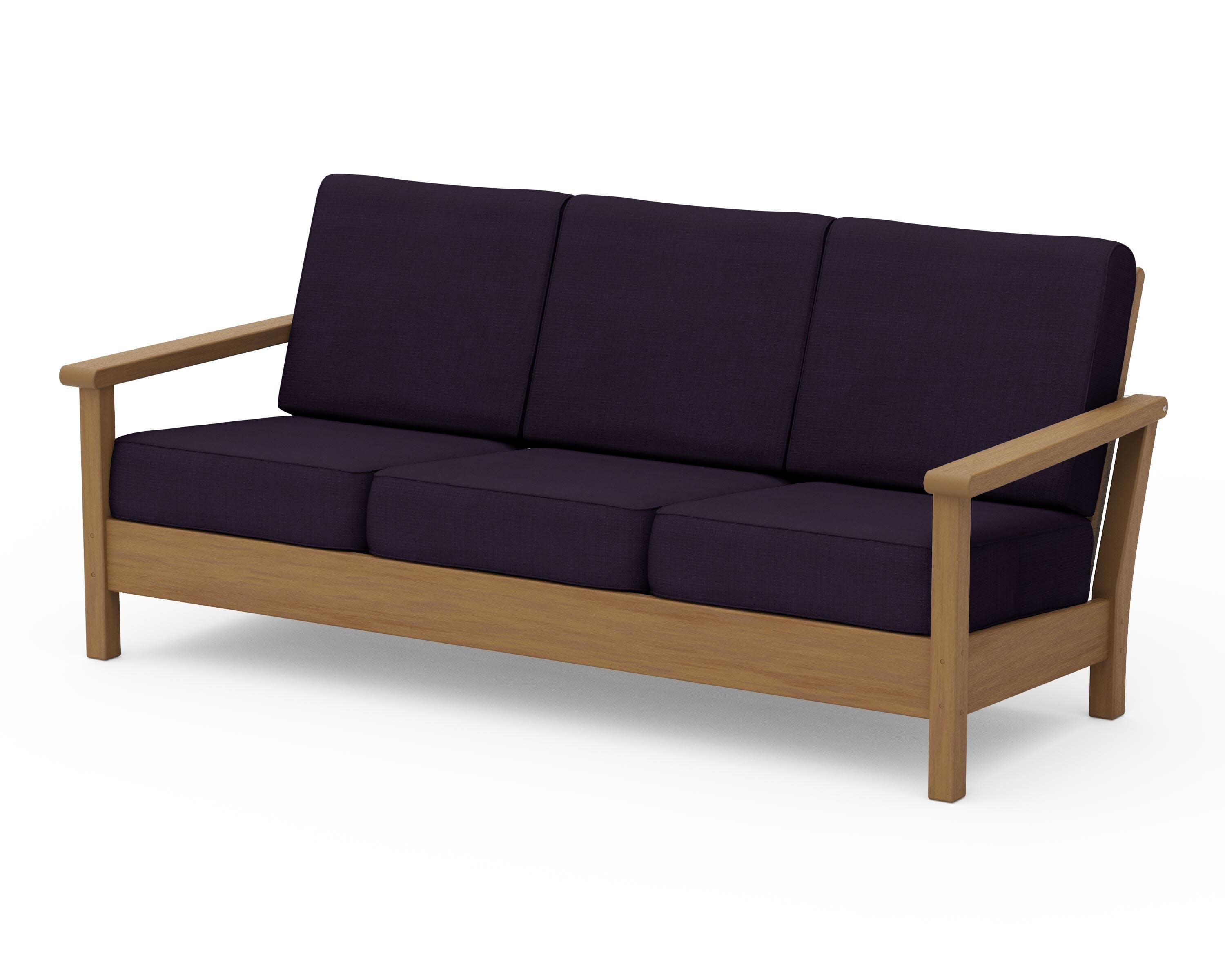 Harbour Deep Seating Sofa in Natural / Navy Linen