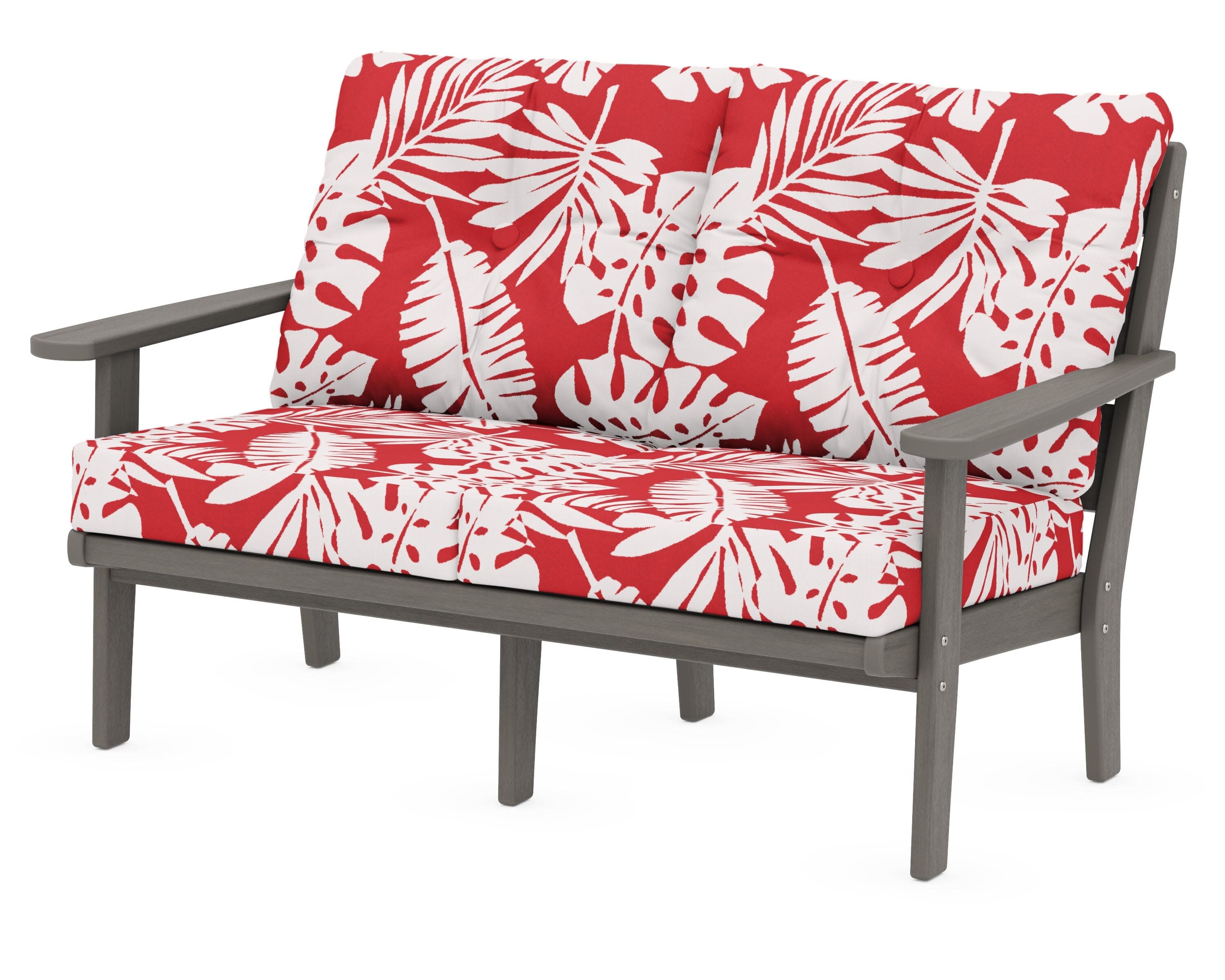 Lakeside Deep Seating Loveseat in Driftwood / Leaf Crimson