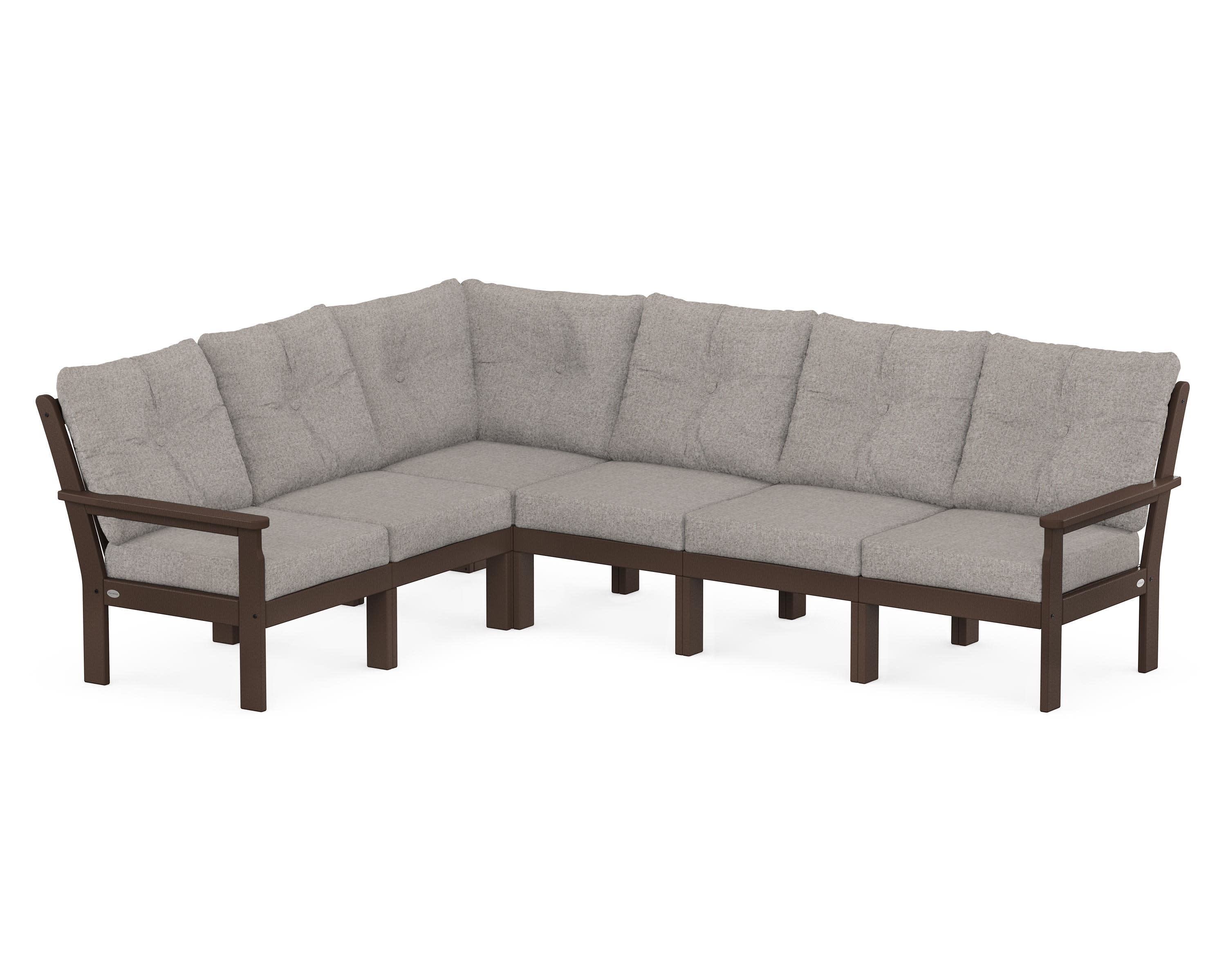 Vineyard 6-Piece Sectional in Mahogany / Weathered Tweed
