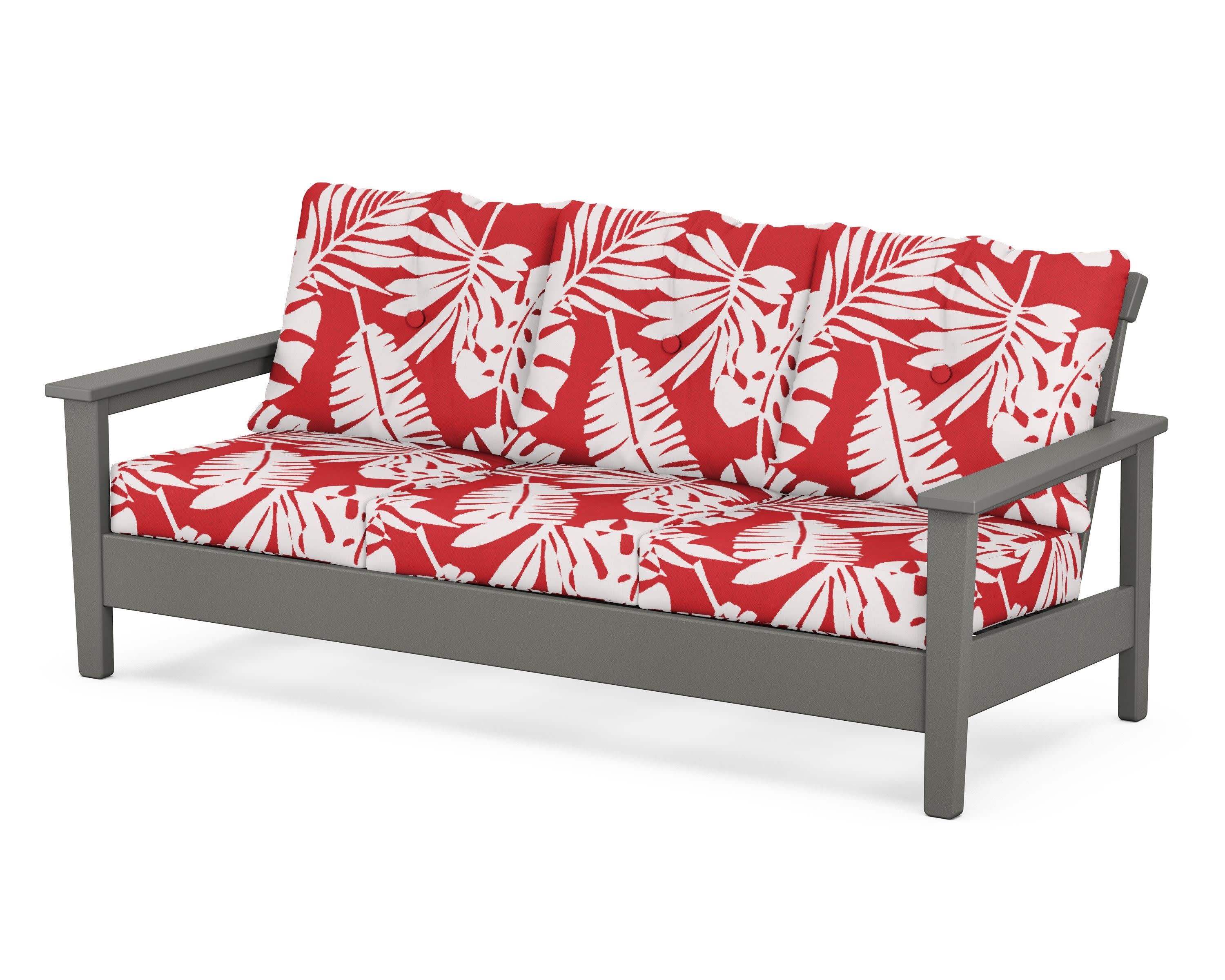 Prescott Deep Seating Sofa in Slate Grey / Leaf Crimson