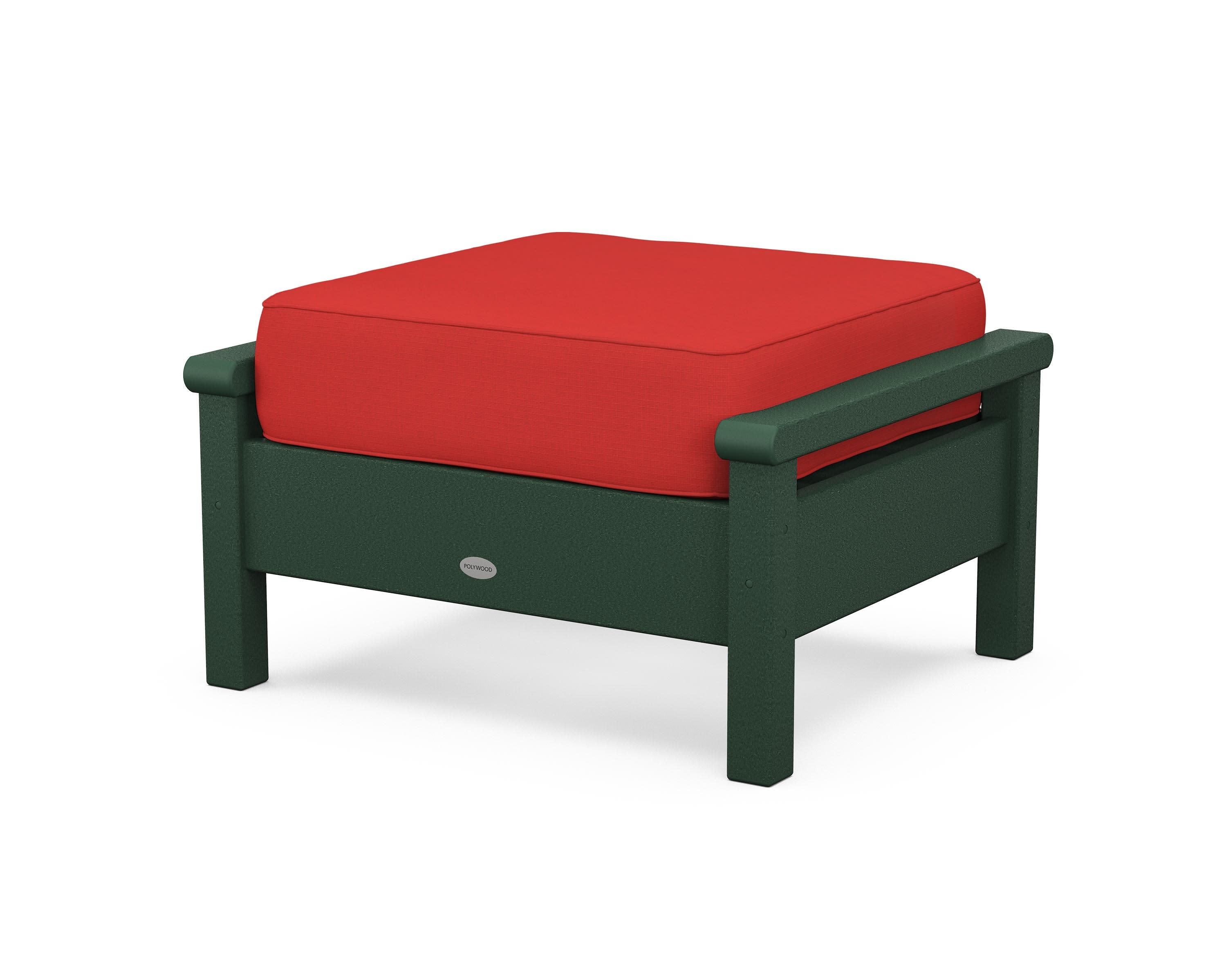 Harbour Deep Seating Ottoman in Green / Crimson Linen