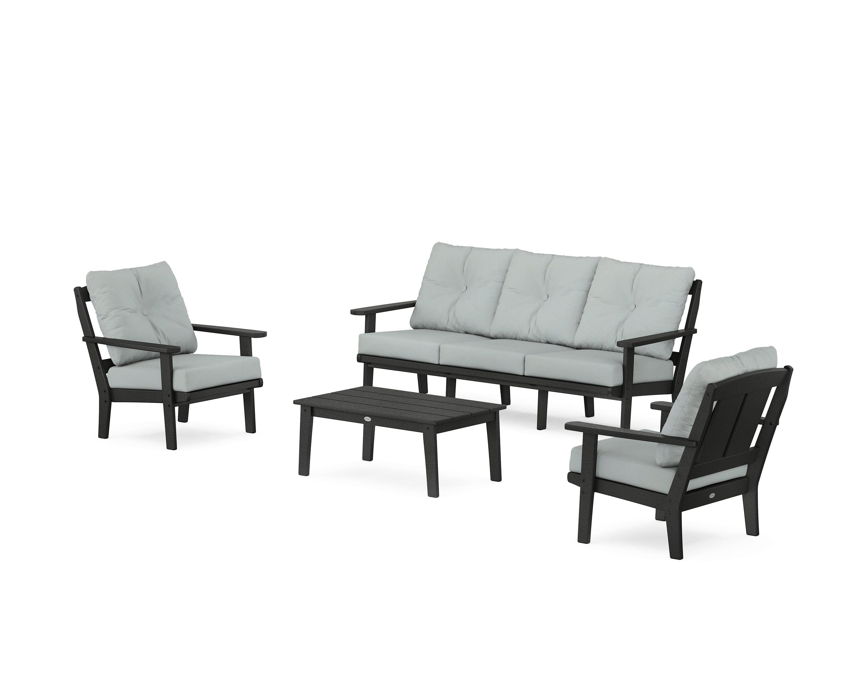 Mission 4-Piece Deep Seating Set with Sofa in Black / Spa