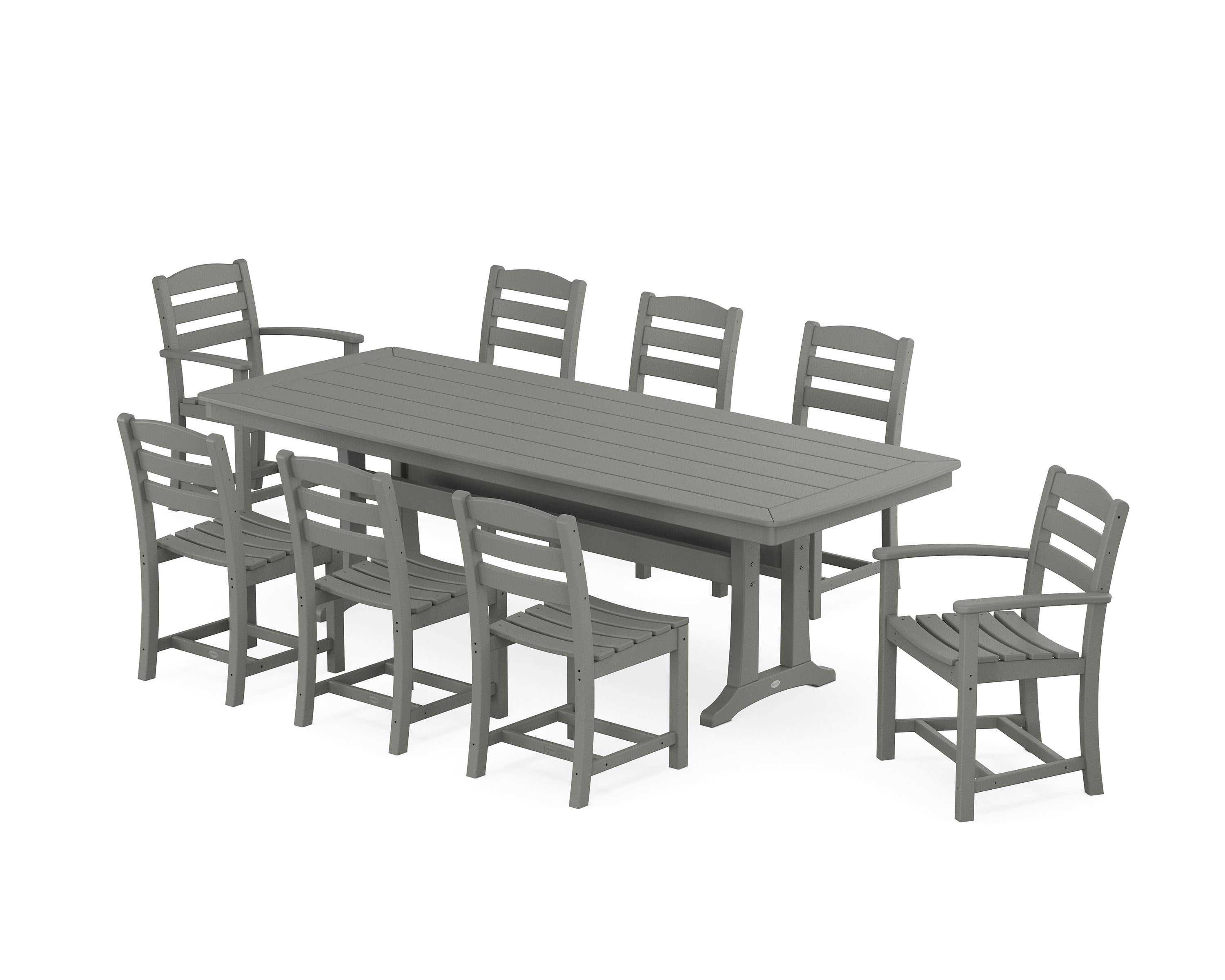 La Casa Caf 9-Piece Dining Set with Trestle Legs in Slate Grey