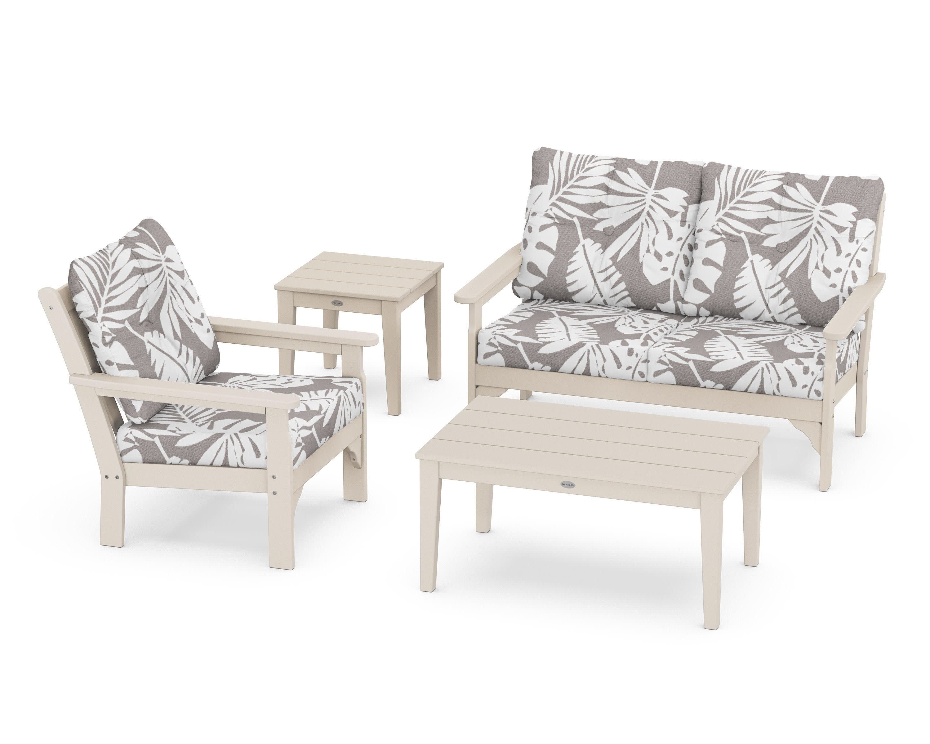 Vineyard 4-Piece Deep Seating Set in Sand / Leaf Grey Mist