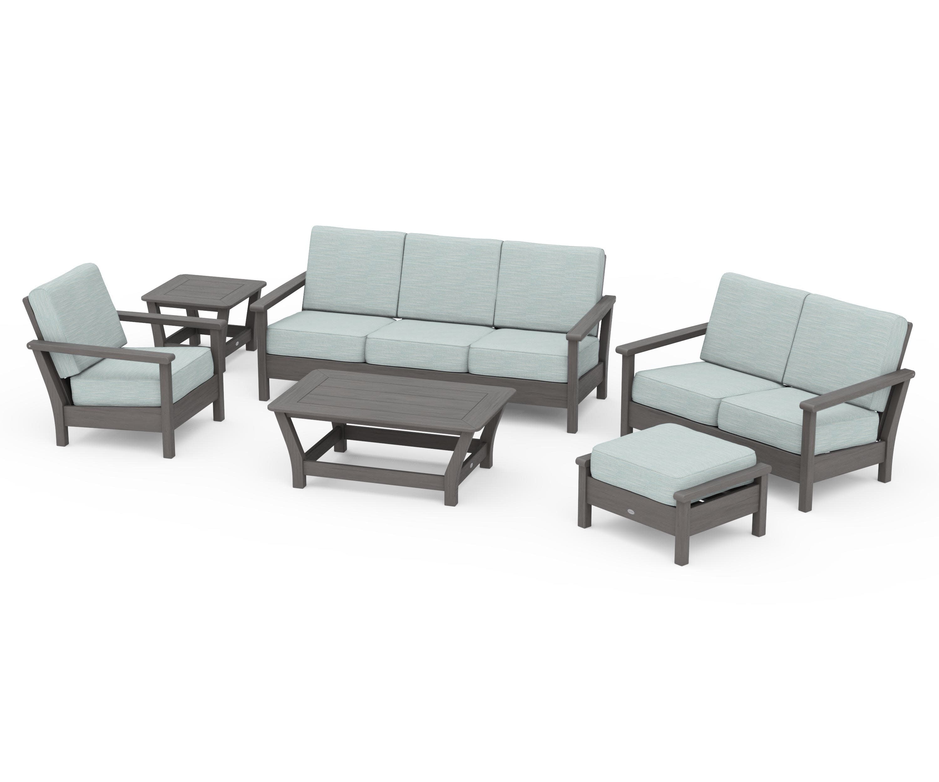 Harbour 6-Piece Outdoor Living Set in Driftwood / Soothe Mist