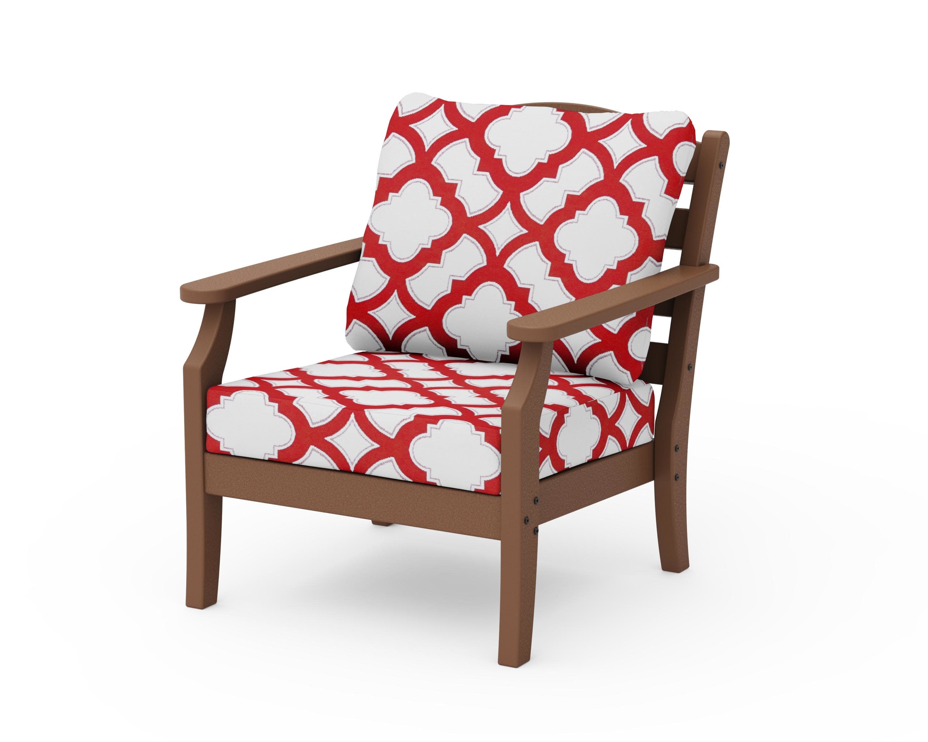 Savannah Deep Seating Chair in Teak / Trellis Crimson