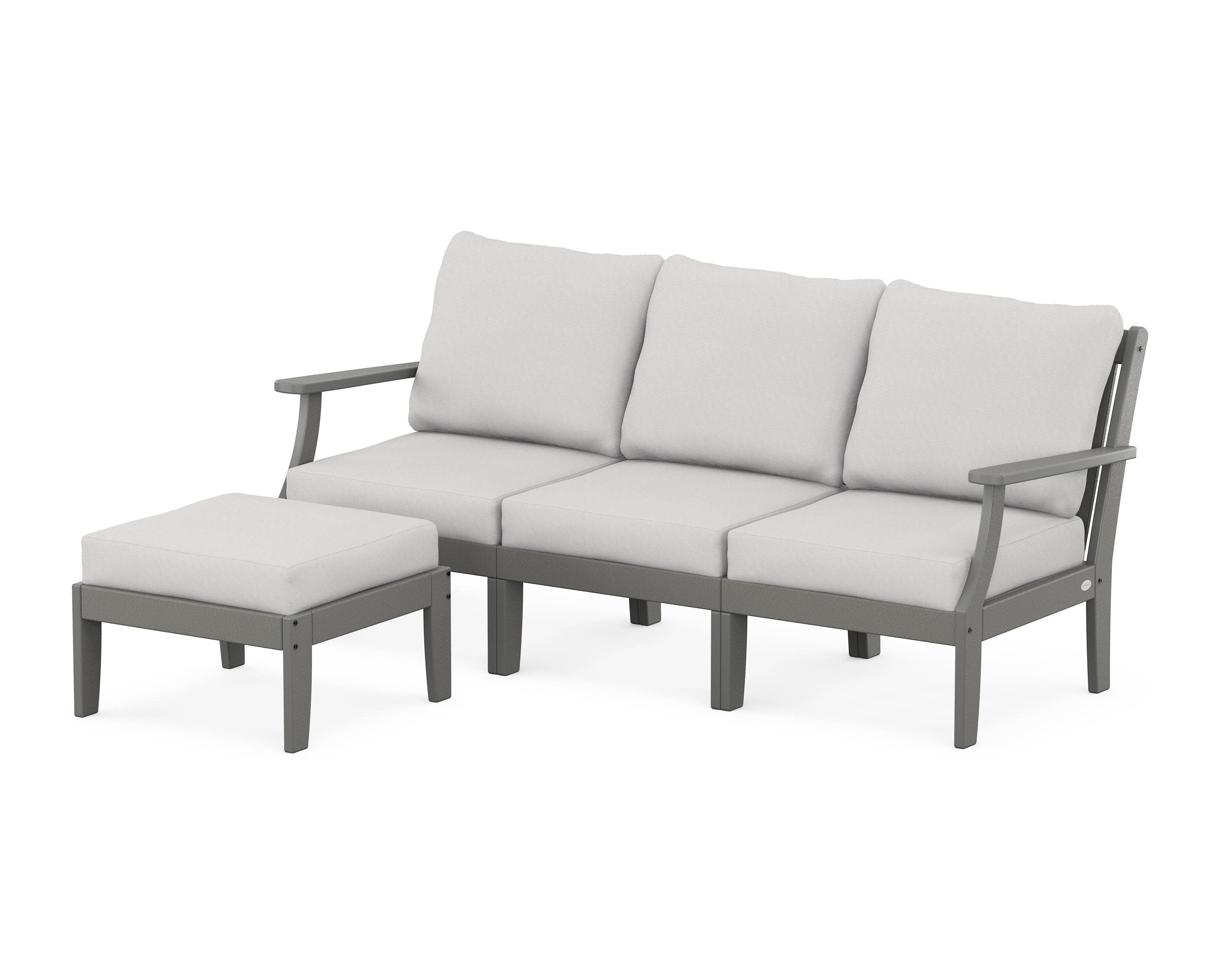 Braxton Modular 4-Piece Deep Seating Set with Ottoman in Slate Grey / Diamond in the Rough