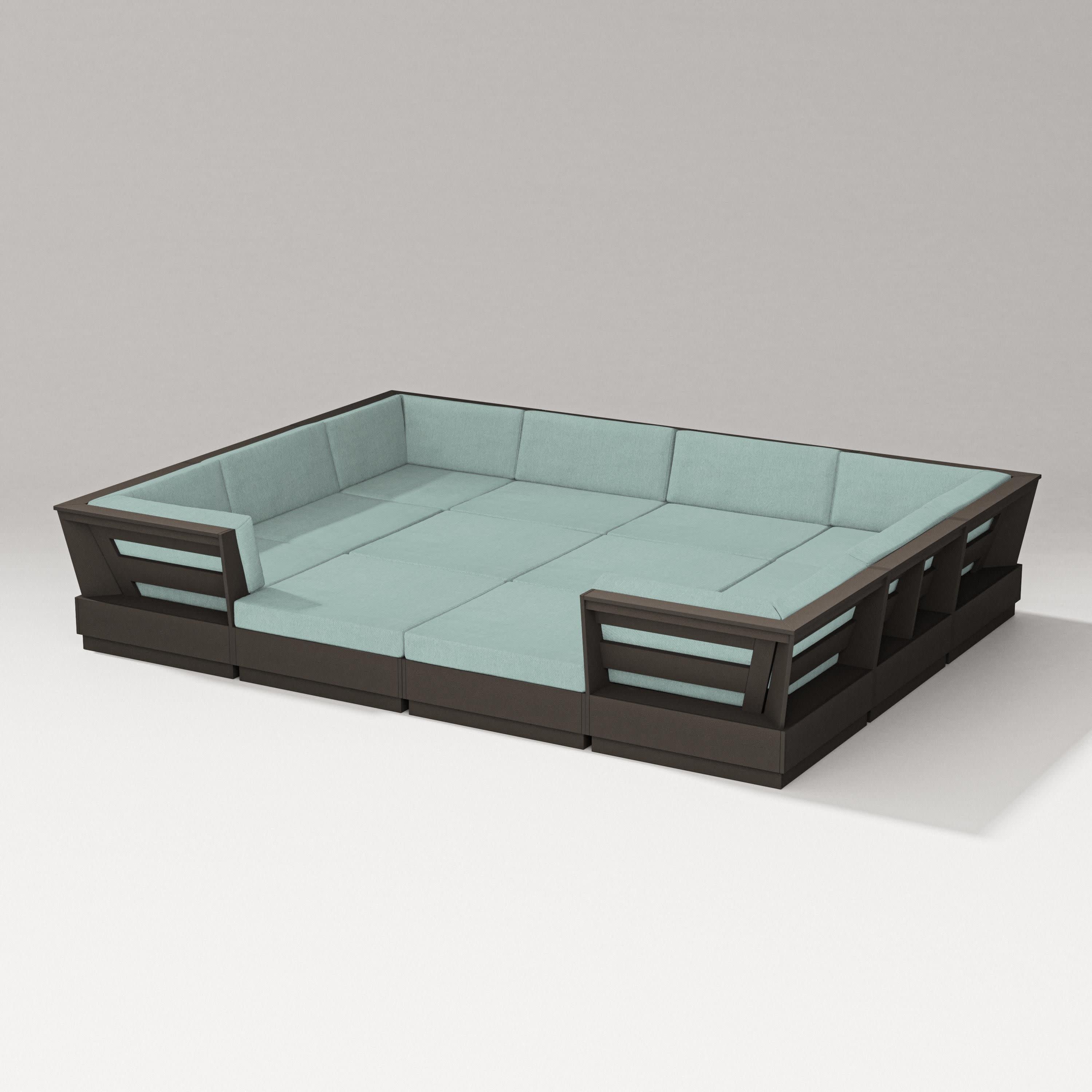 Elevate 12-Piece Pit Sectional in Vintage Coffee / Glacier Spa