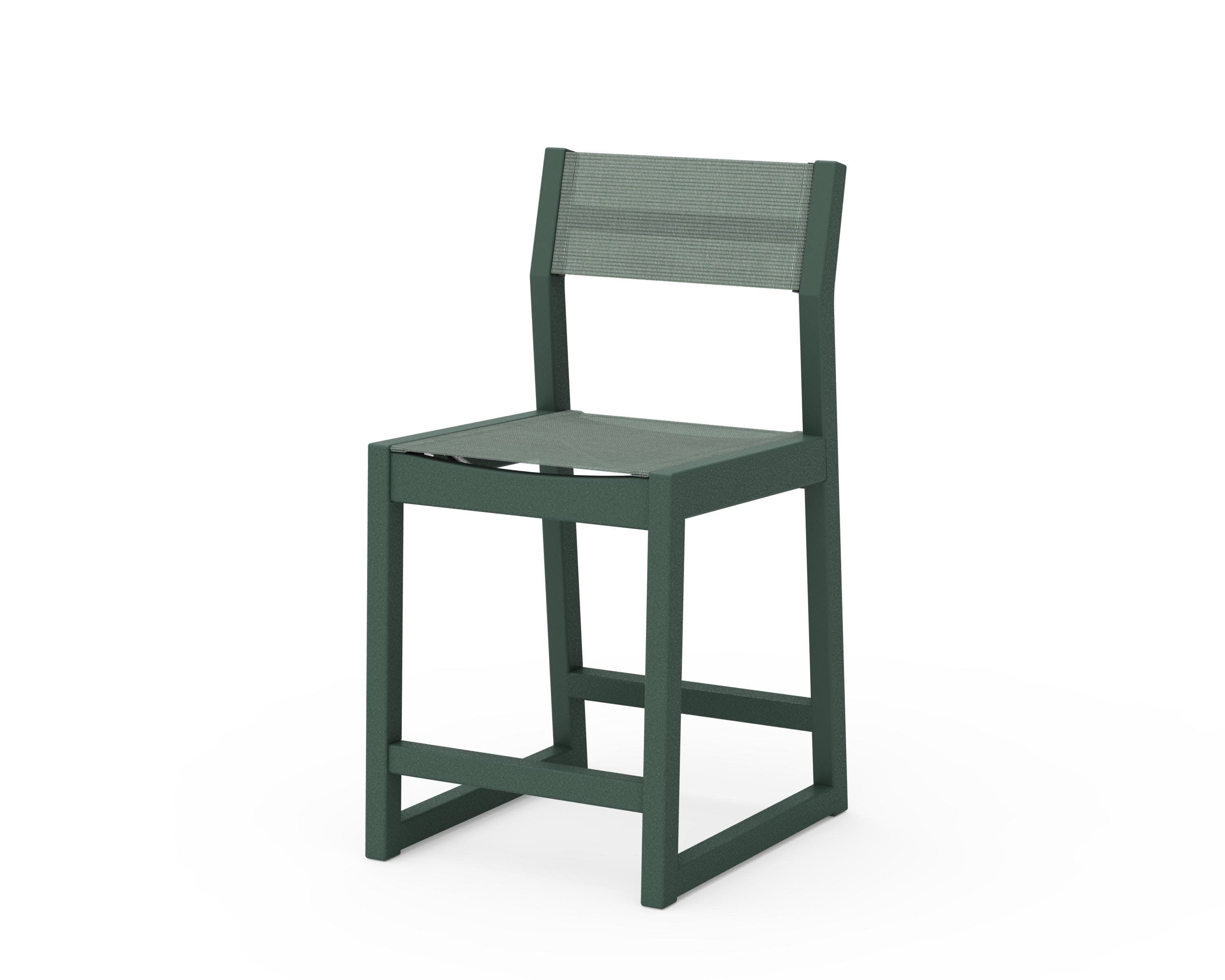 EDGE Sling Counter Side Chair in Green / Dupioni Sea Mist Sling