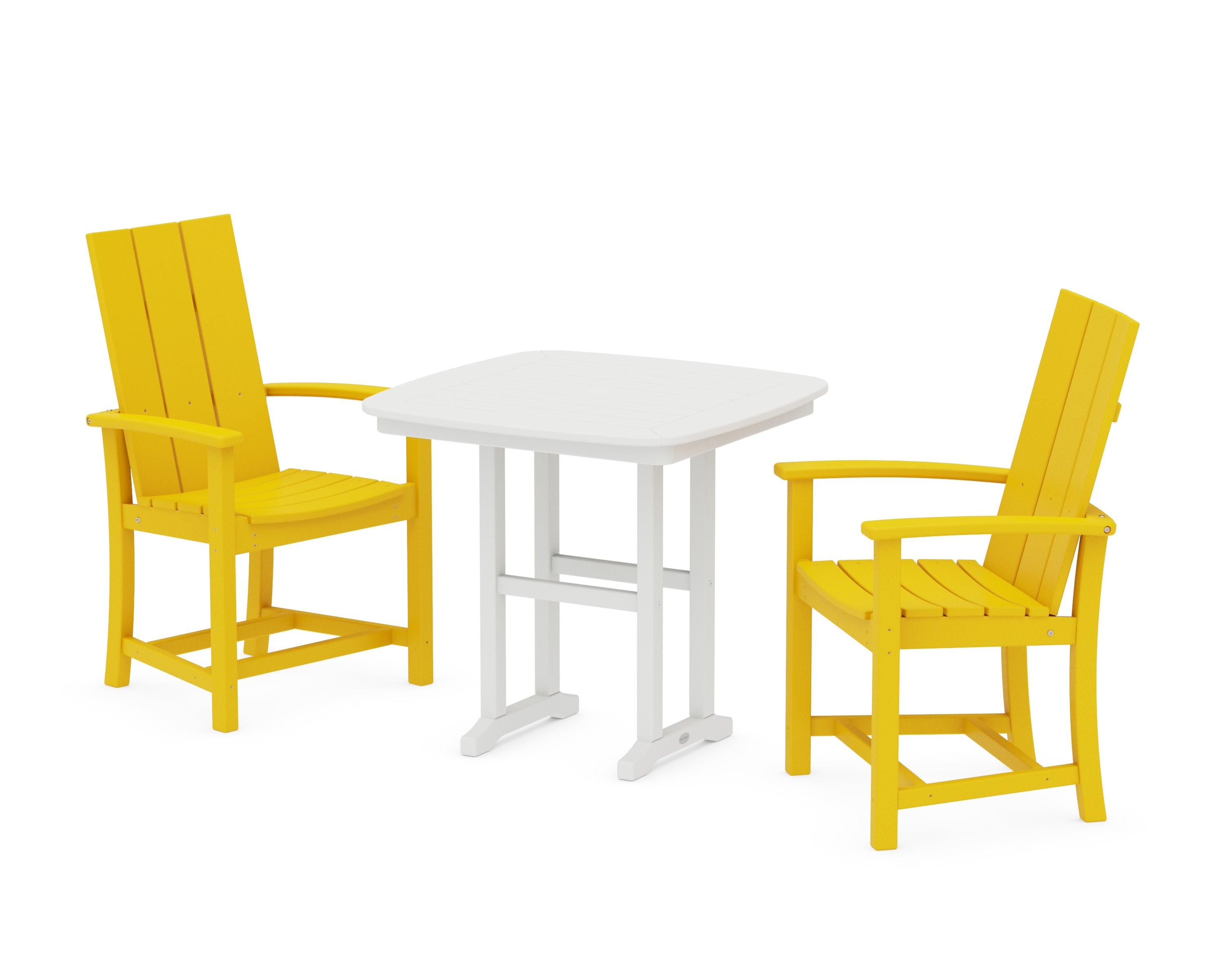 Modern Adirondack 3-Piece Dining Set in Lemon / White