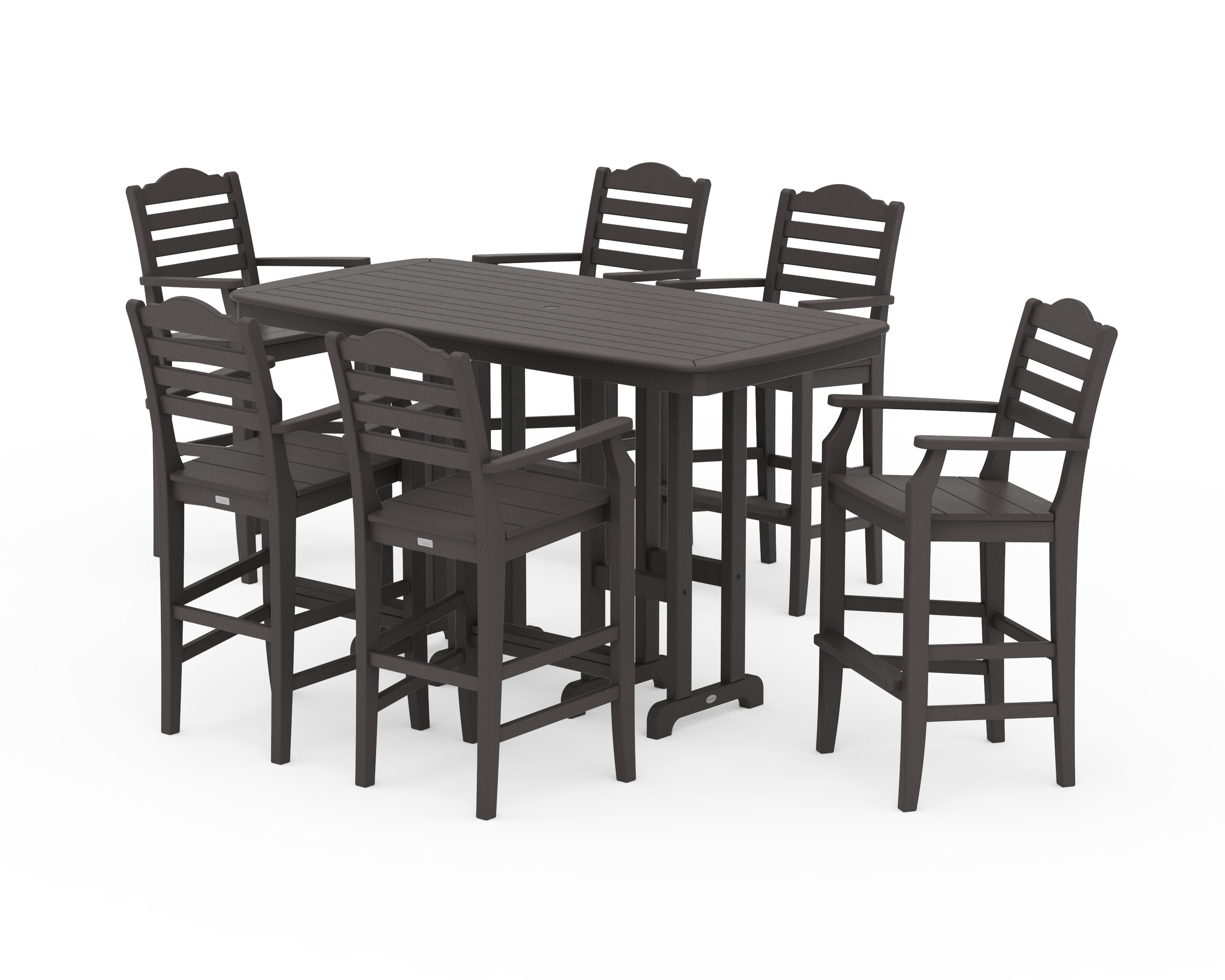 Savannah Arm Chair 7-Piece Bar Set in Vintage Coffee