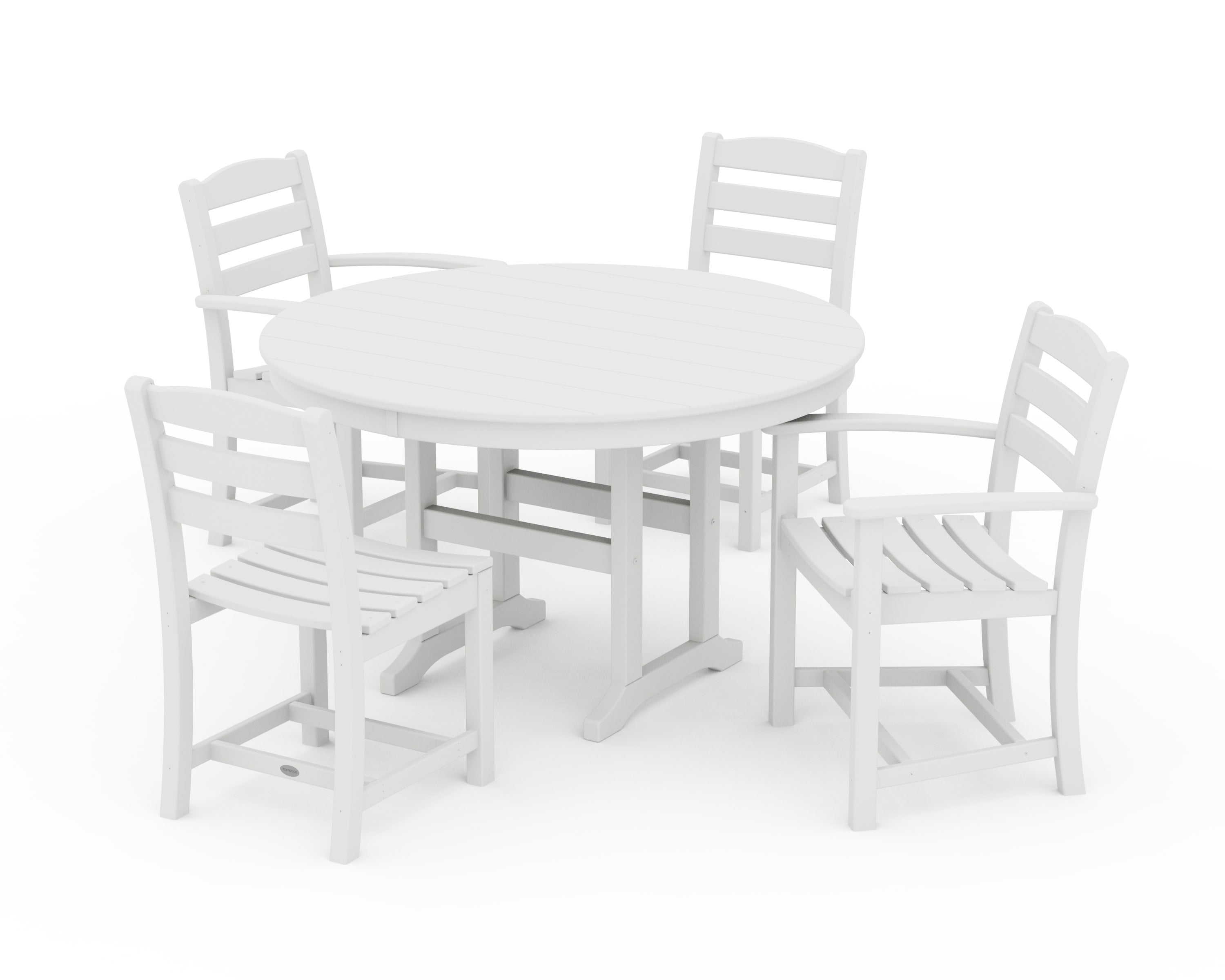 La Casa Caf 5-Piece Round Farmhouse Dining Set in White