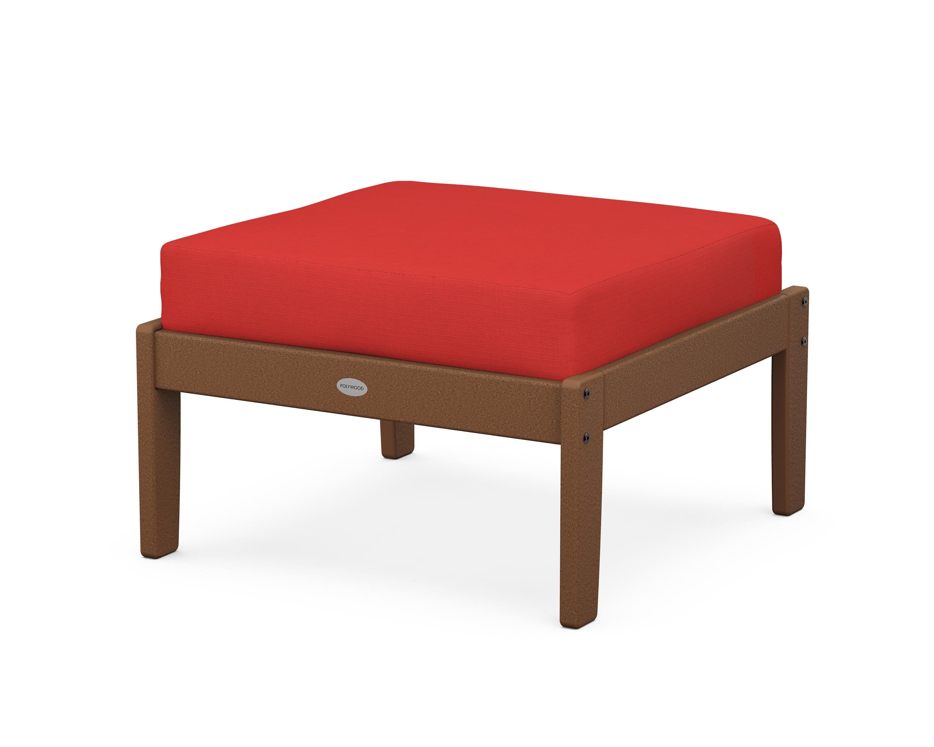 Braxton Deep Seating Ottoman in Teak / Crimson Linen