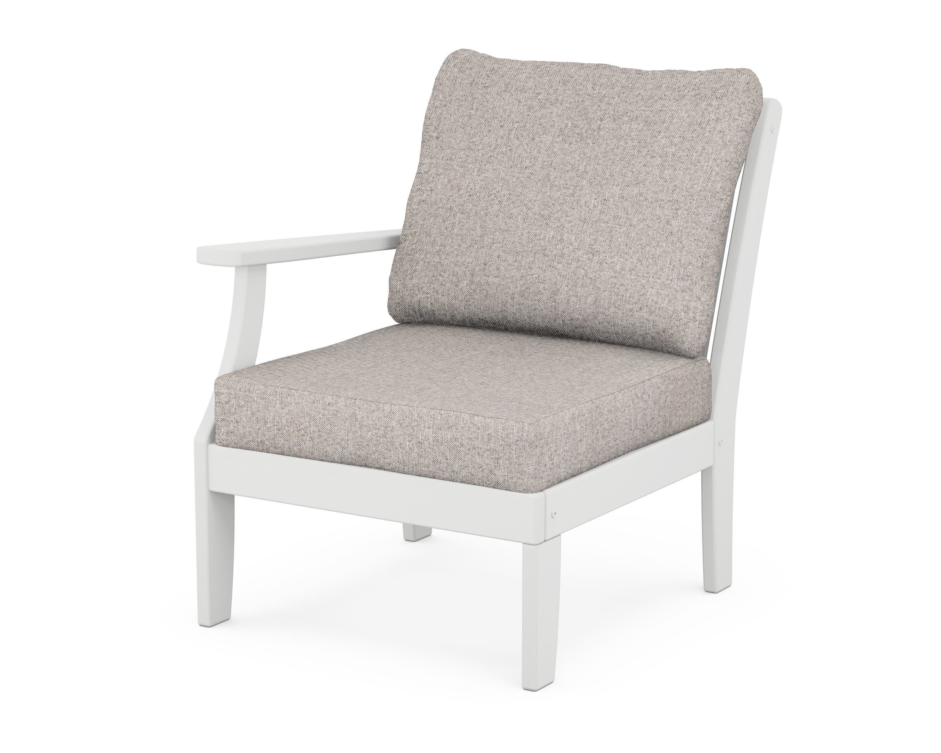 Braxton Modular Left Arm Chair in White / Weathered Tweed