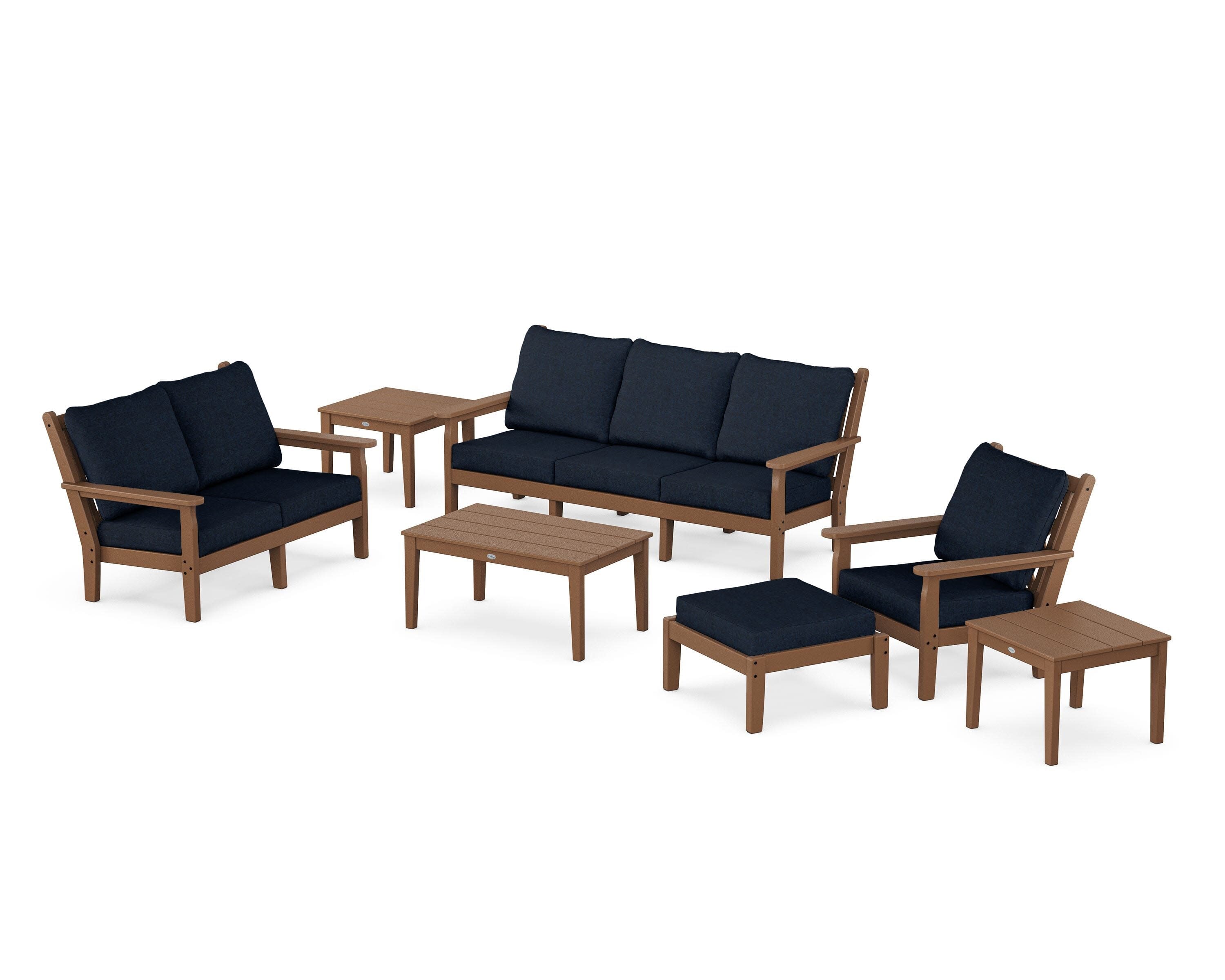 Chippendale 7-Piece Deep Seating Set in Teak / Marine Indigo