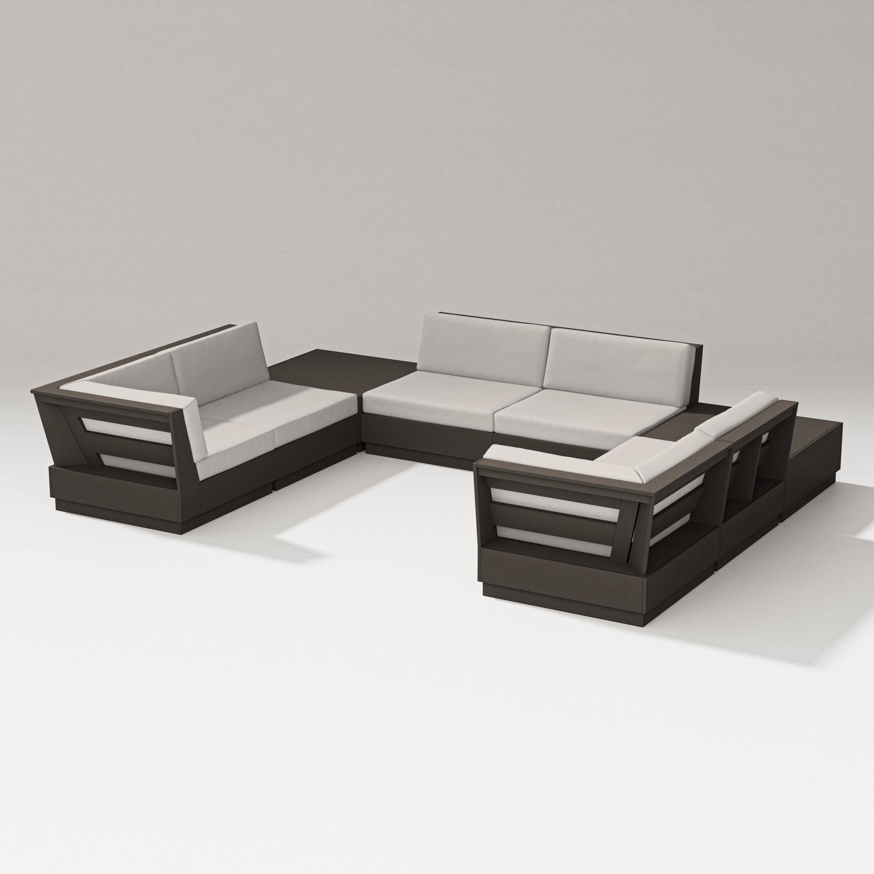 Elevate 8-Piece U-Shaped Sectional in Vintage Coffee / Cast Ash