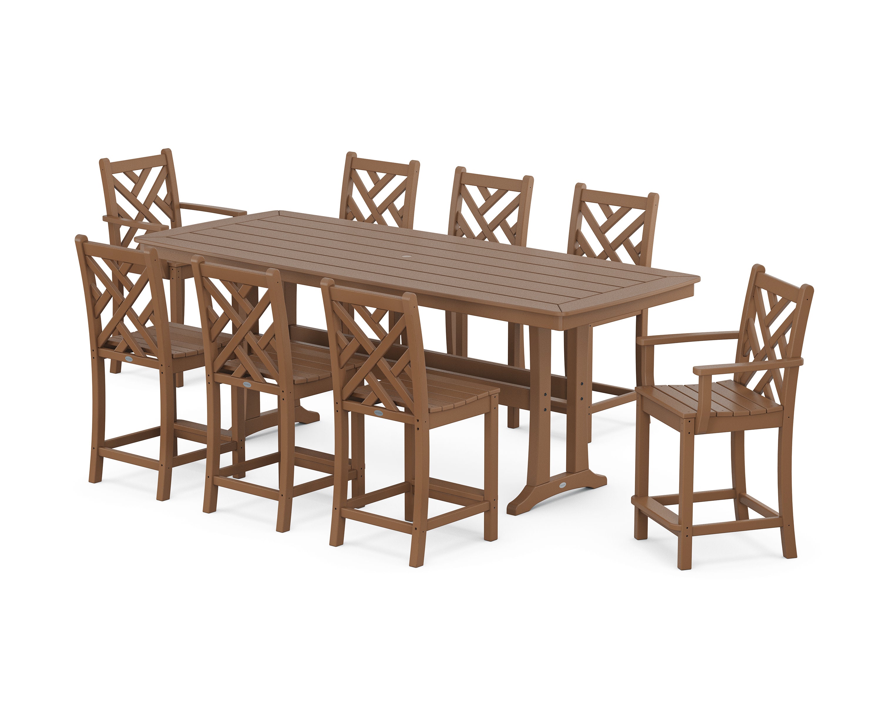 Chippendale 9-Piece Counter Set with Trestle Legs in Teak