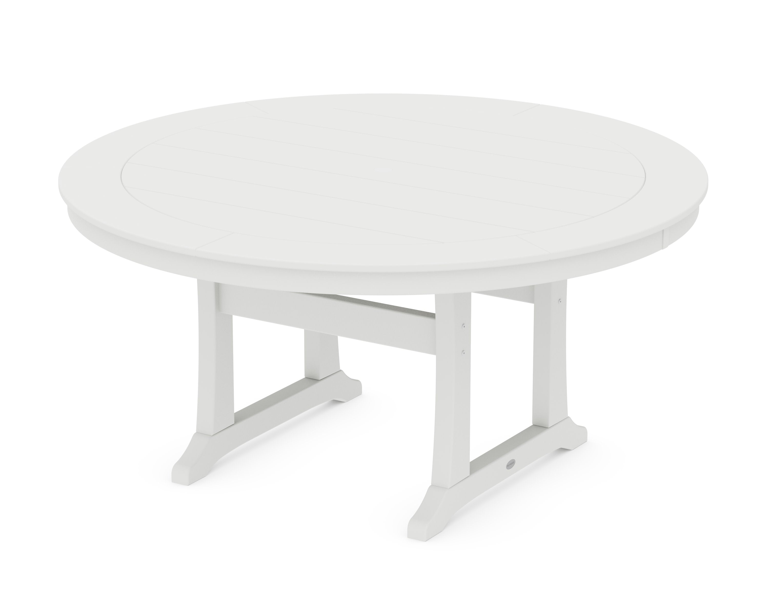 Nautical Trestle 60" Round Dining Table in White